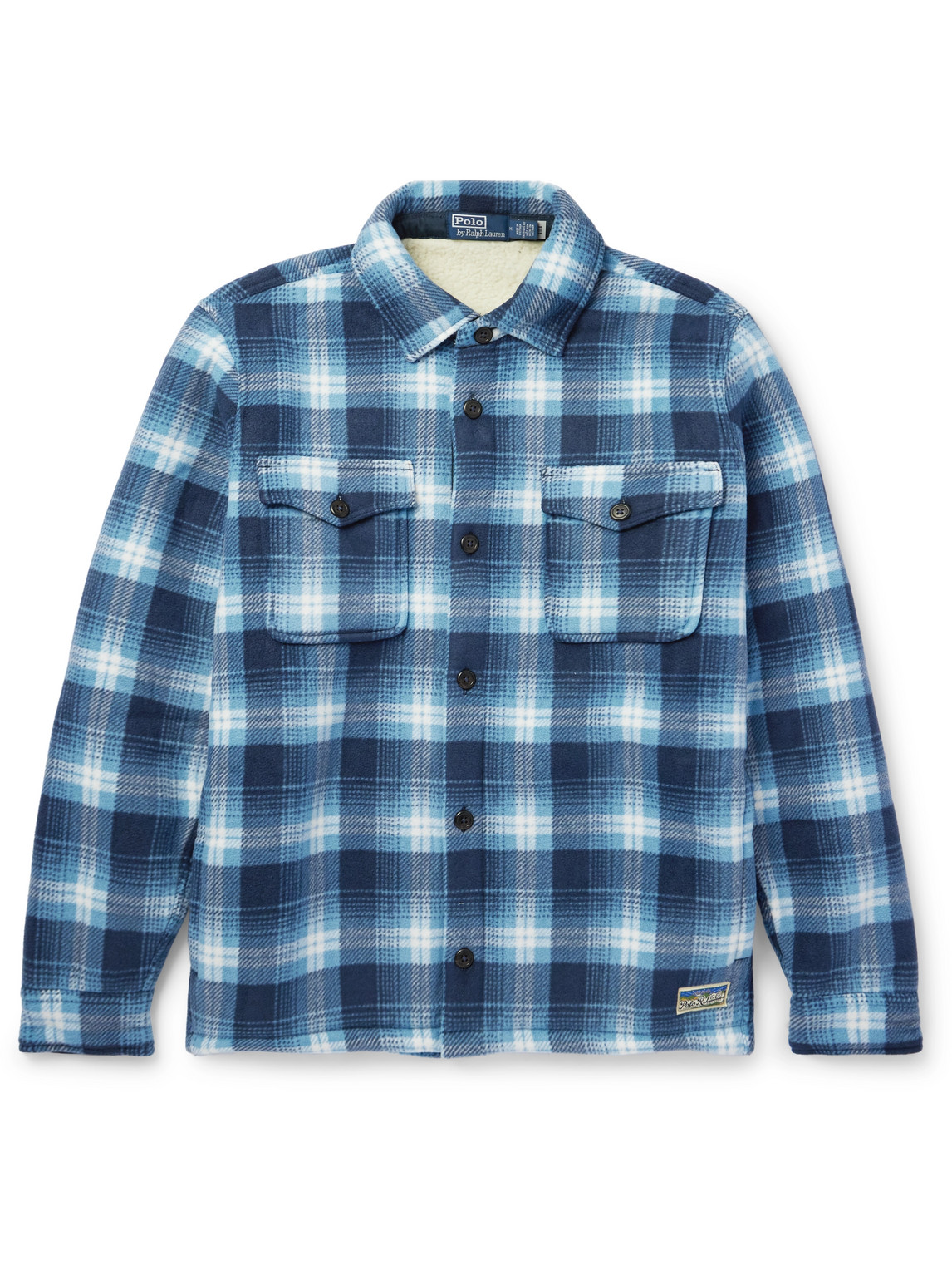 Polo Ralph Lauren Checked Recycled-fleece Shirt Jacket In Blue