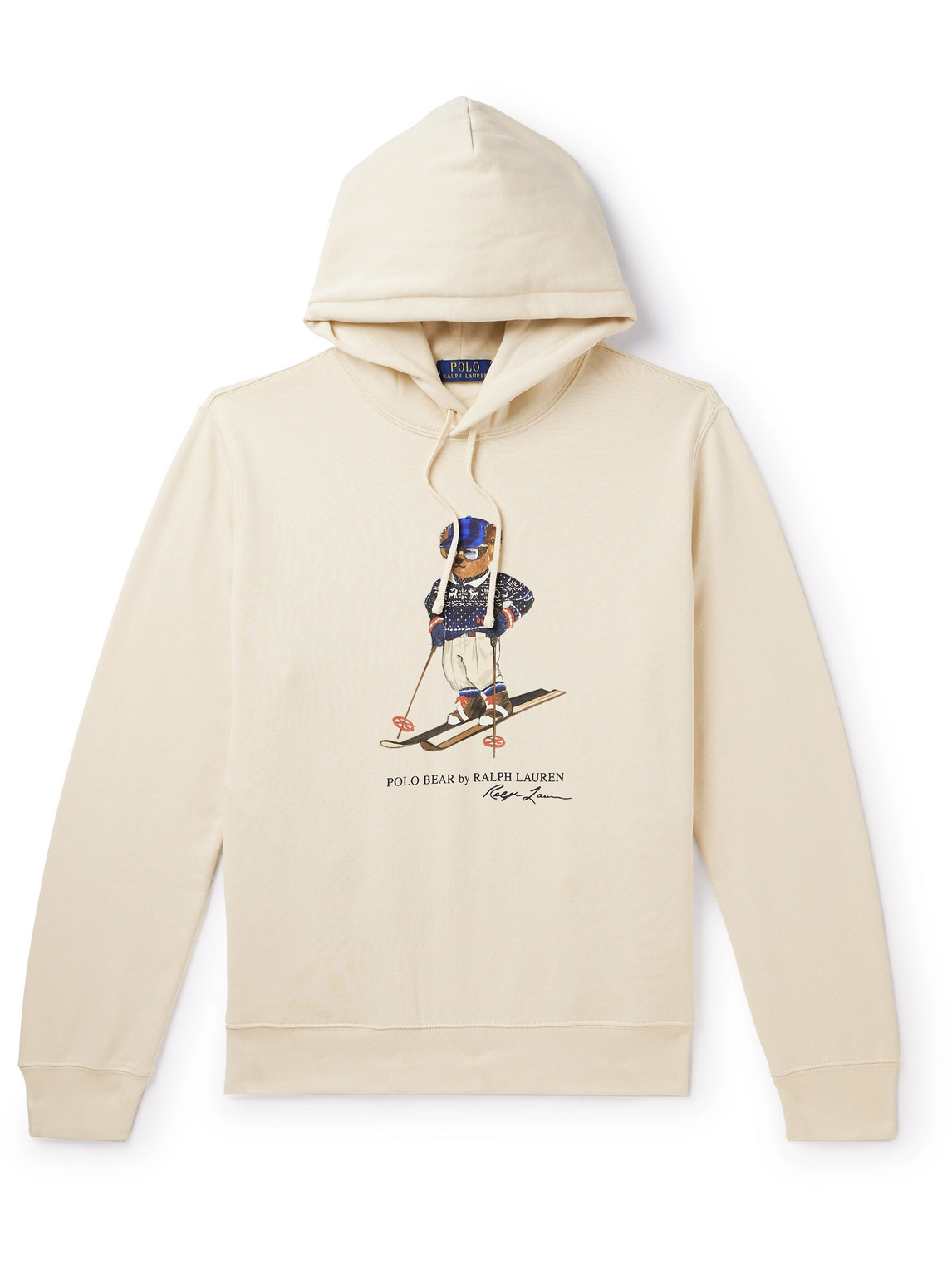 Polo Ralph Lauren Printed Cotton-blend Jersey Hoodie In Neutrals