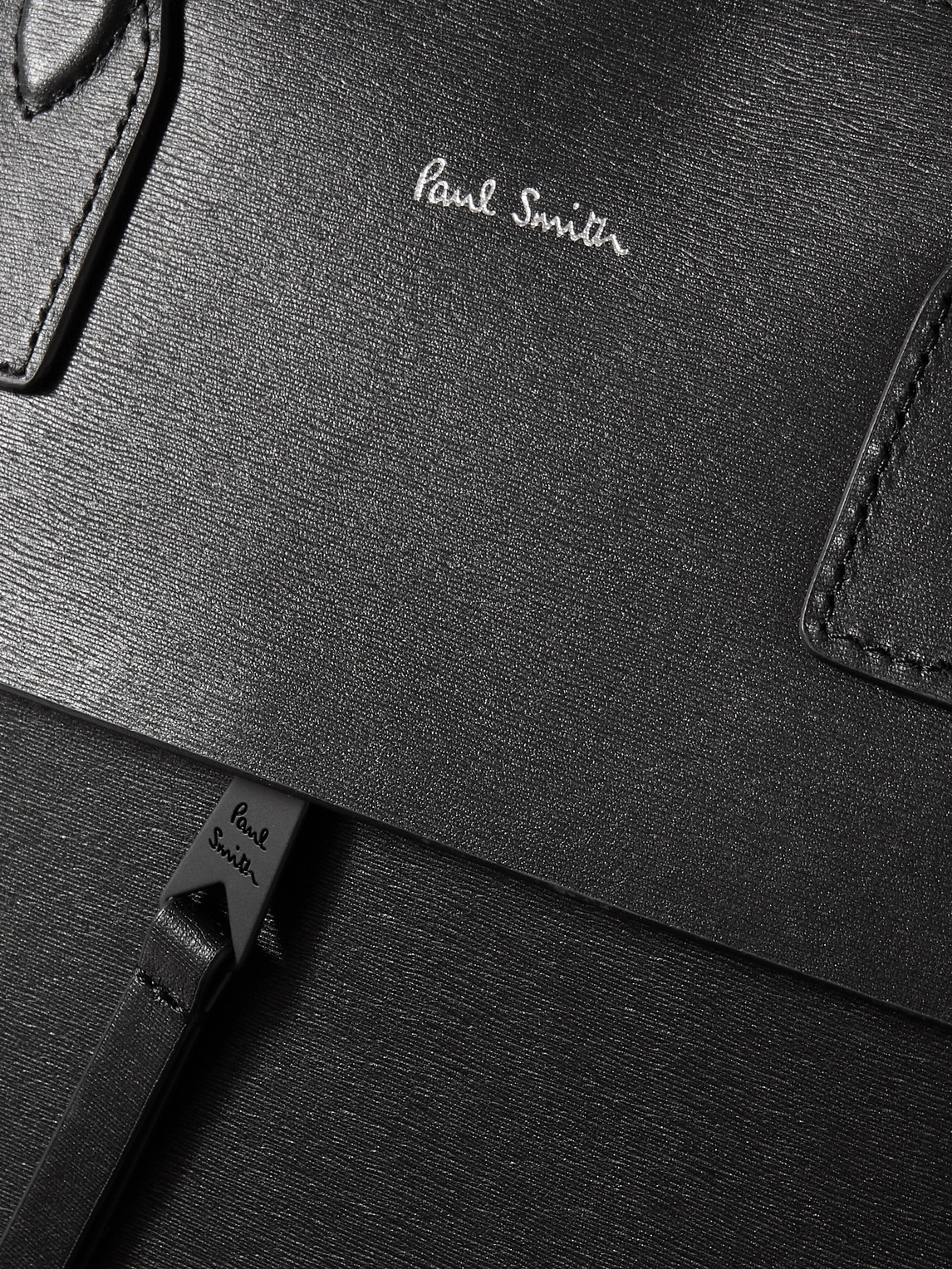 Shop Paul Smith Logo-print Textured-leather Briefcase In Black