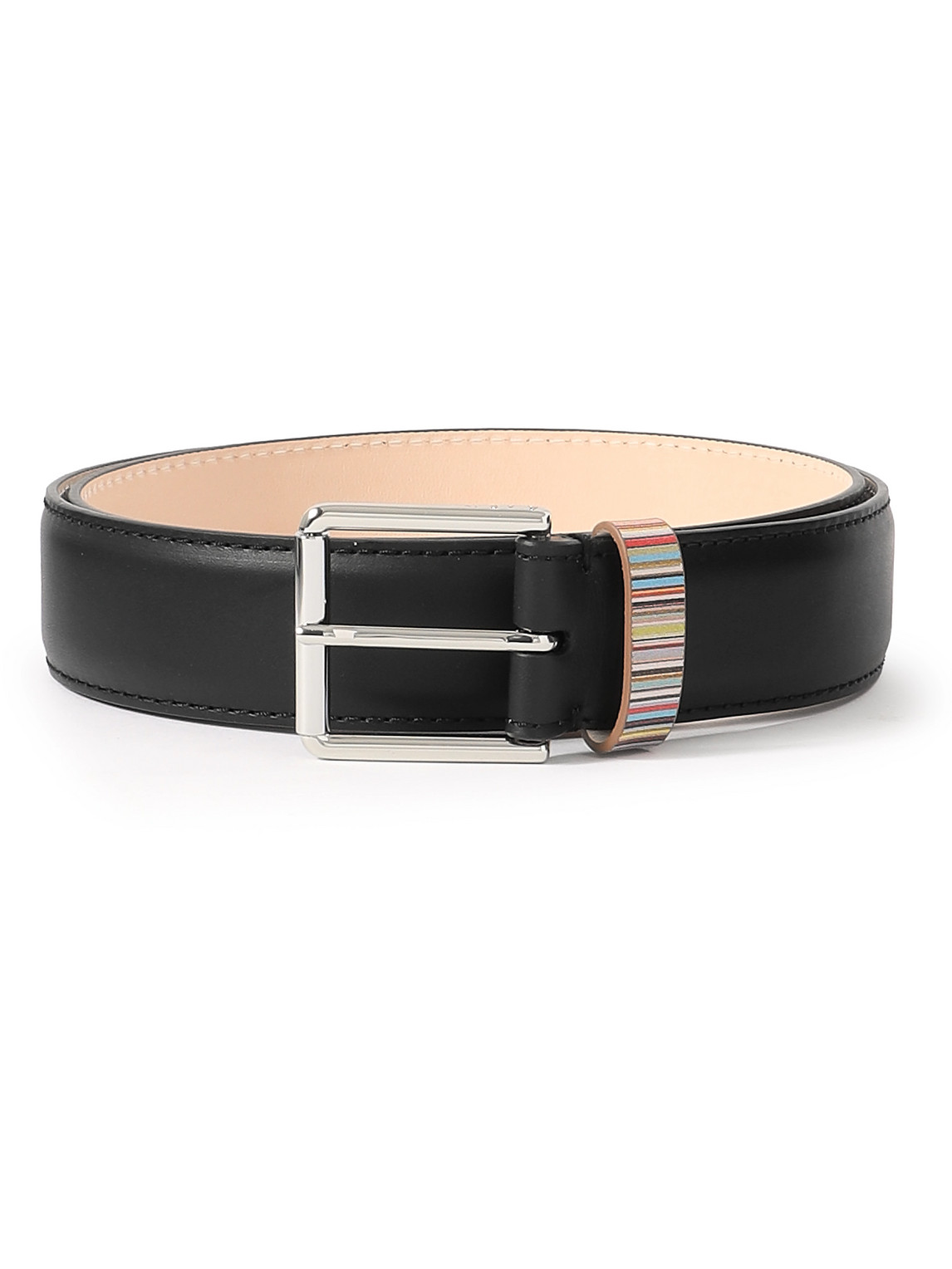 Paul Smith 3.5cm Striped Leather Belt In Black