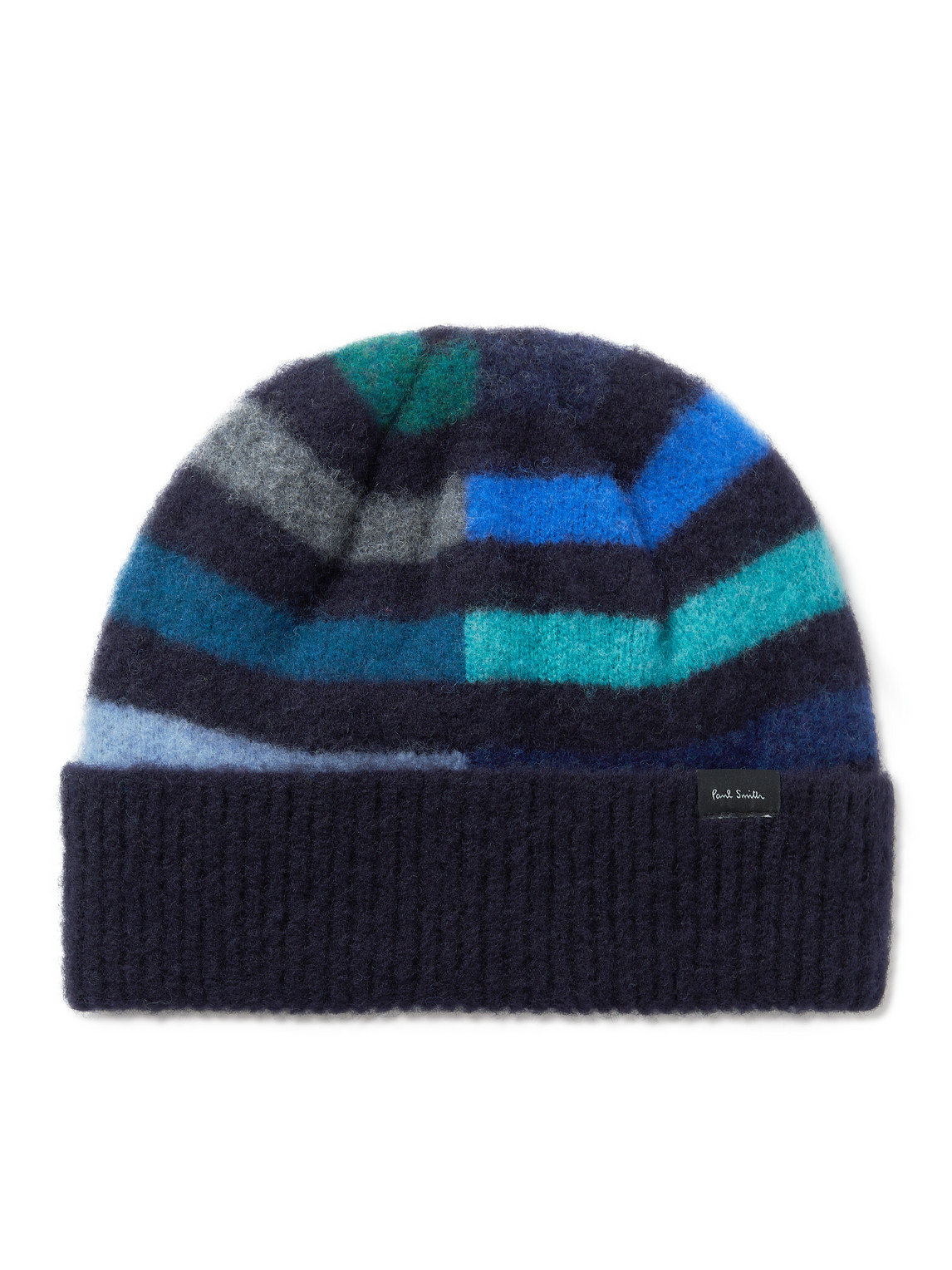Shop Paul Smith Glassette Striped Brushed-wool Beanie In Blue