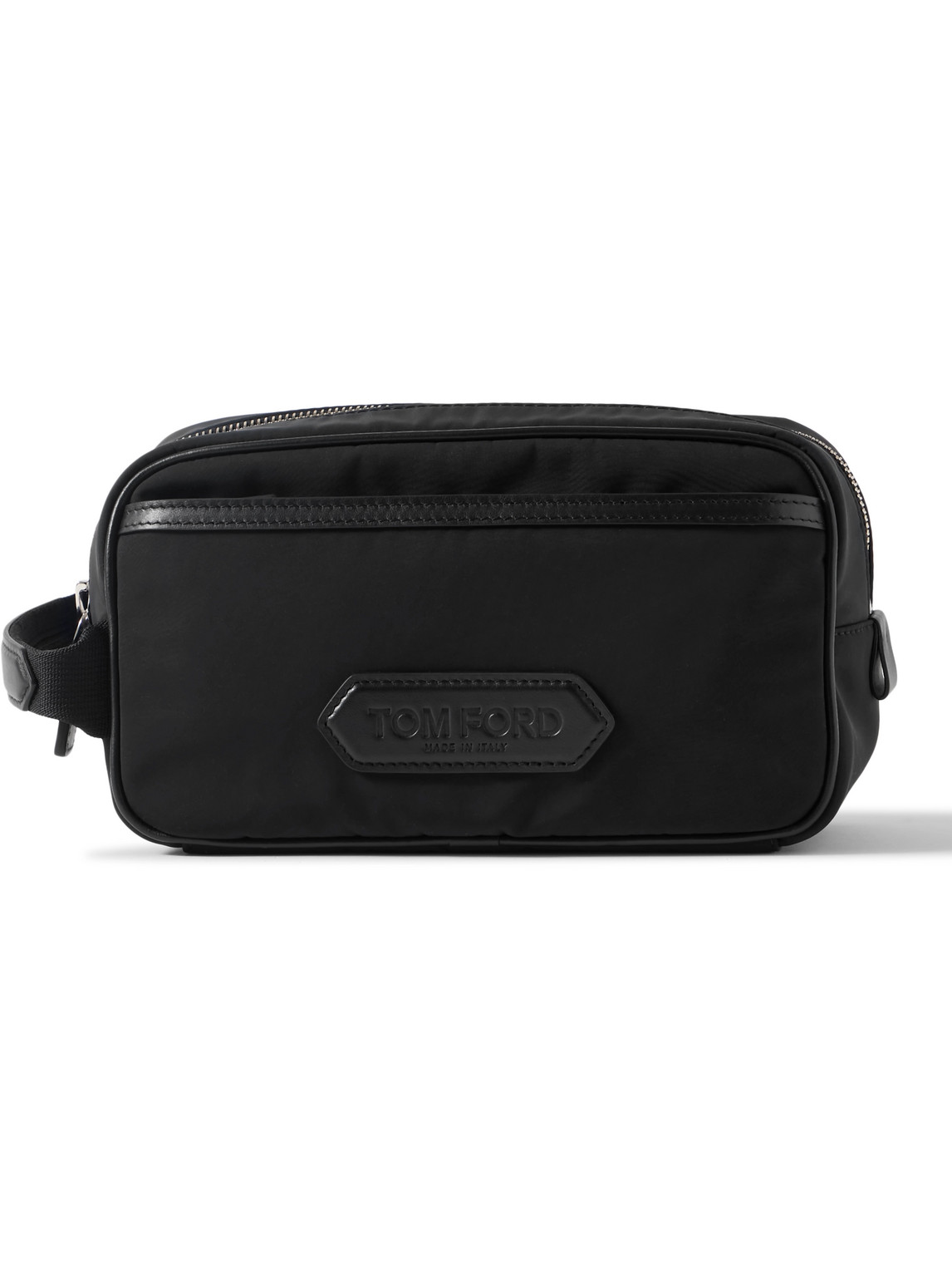 Tom Ford Leather-trimmed Shell Wash Bag In Black