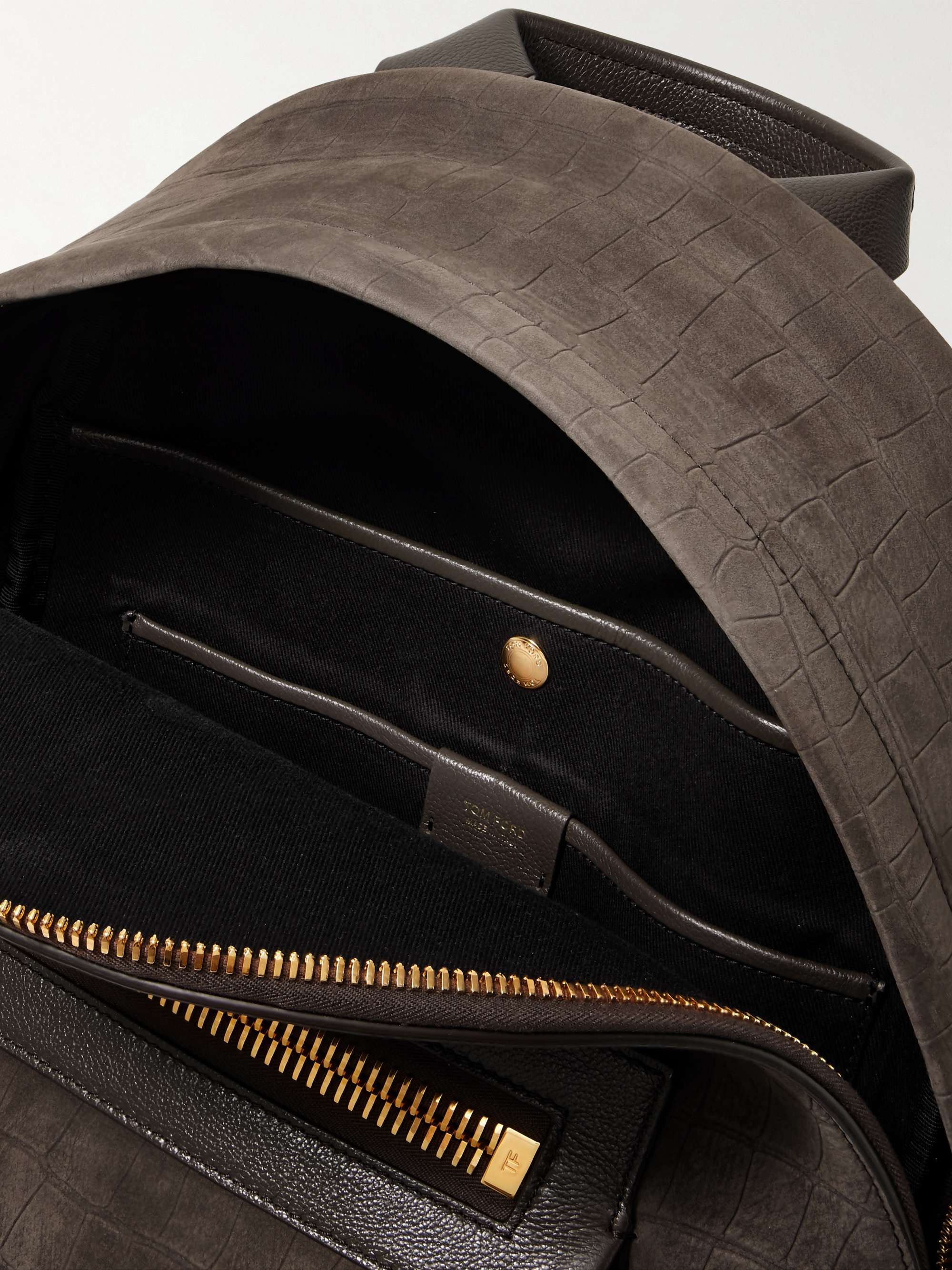 TOM FORD Buckley Full-Grain Leather-Trimmed Croc-Effect Nubuck Backpack ...