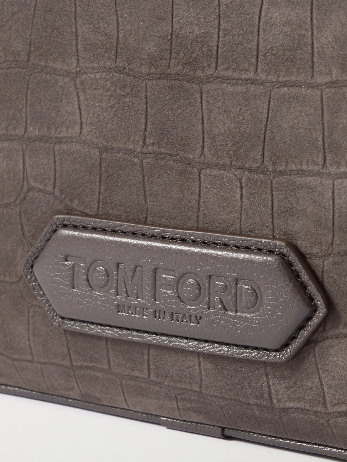 Shop Tom Ford Croc-effect Nubuck And Full-grain Leather Messenger Bag In Brown
