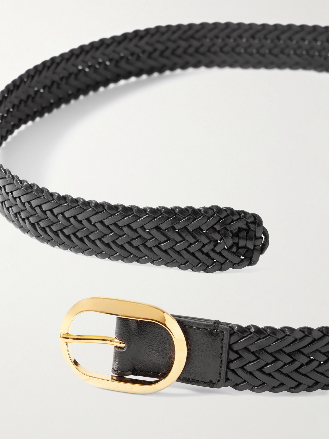 Shop Tom Ford 3cm Woven Leather Belt In Brown