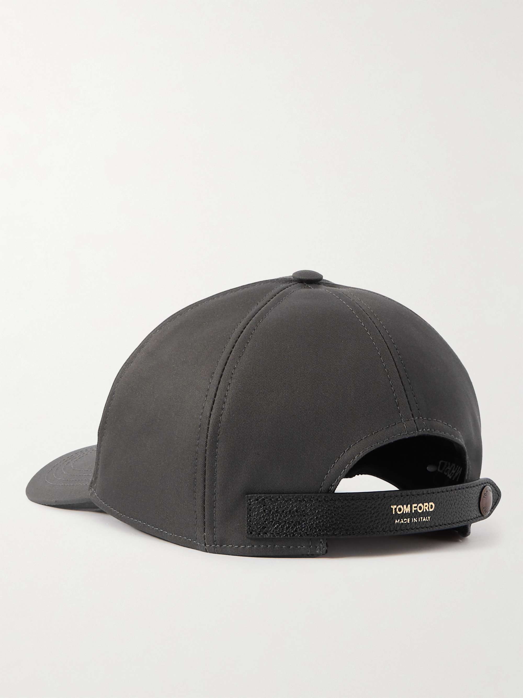 TOM FORD Leather-Trimmed Logo-Embroidered Cotton-Canvas Baseball Cap