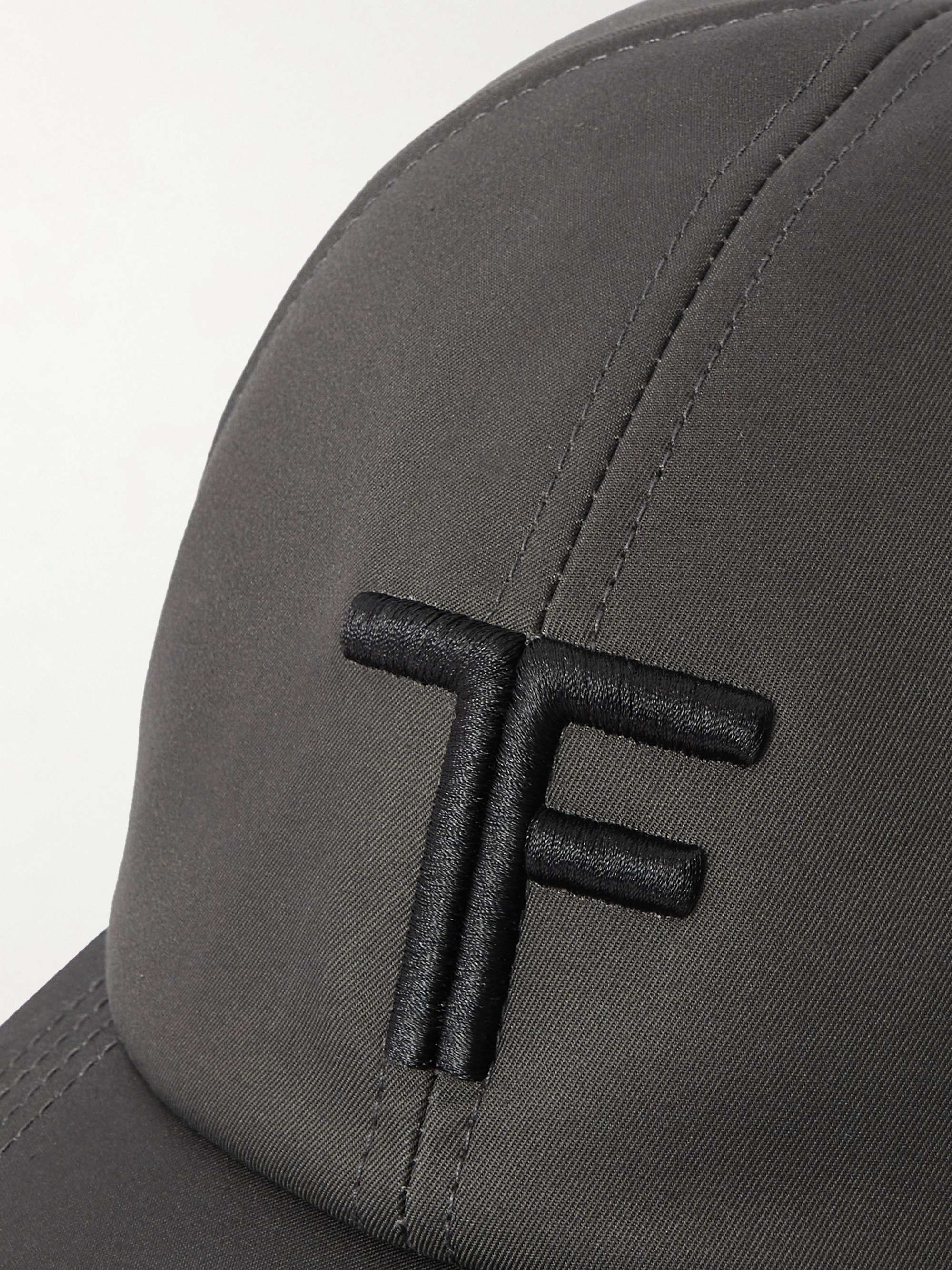 TOM FORD Leather-Trimmed Logo-Embroidered Cotton-Canvas Baseball Cap