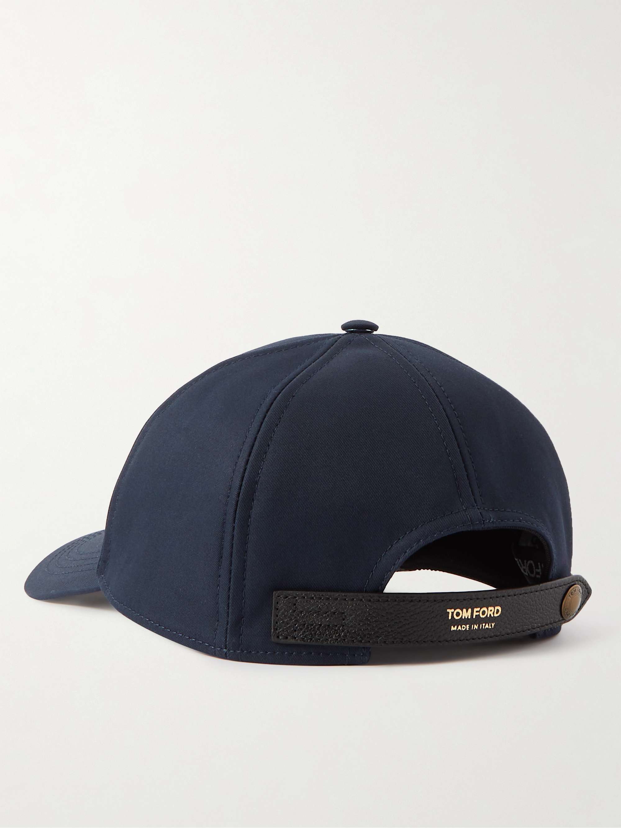 TOM FORD Leather-Trimmed Logo-Embroidered Cotton-Canvas Baseball Cap