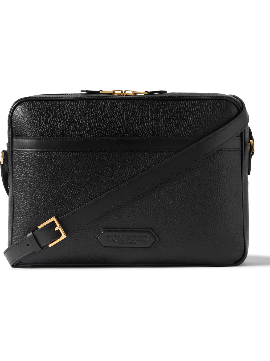 Tom Ford Large Full-grain Leather Messenger Bag In Black