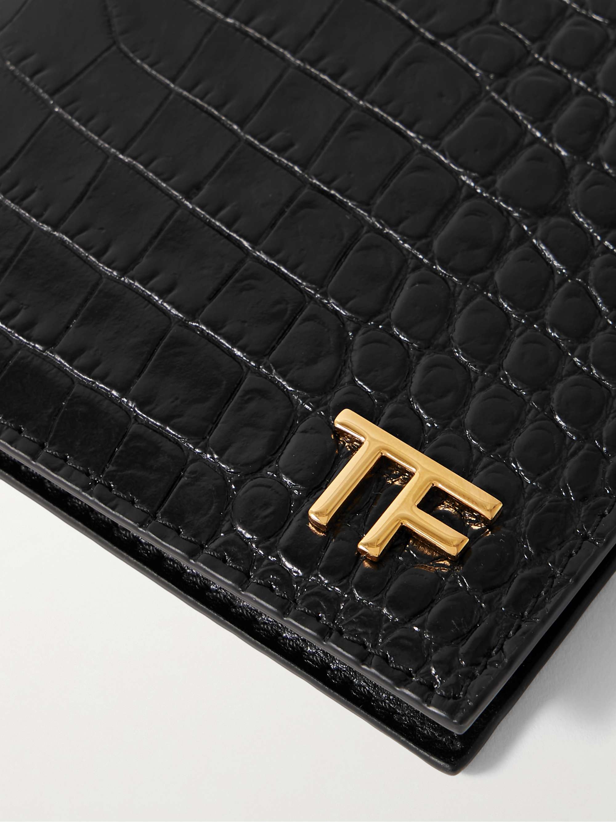 TOM FORD Logo-Embellished Croc-Effect Leather Billfold Wallet and Money ...