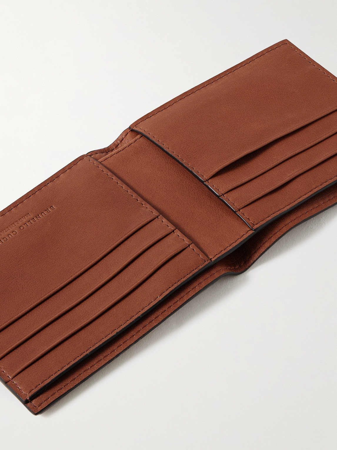 Shop Brunello Cucinelli Croc-effect Leather Billfold Wallet In Brown