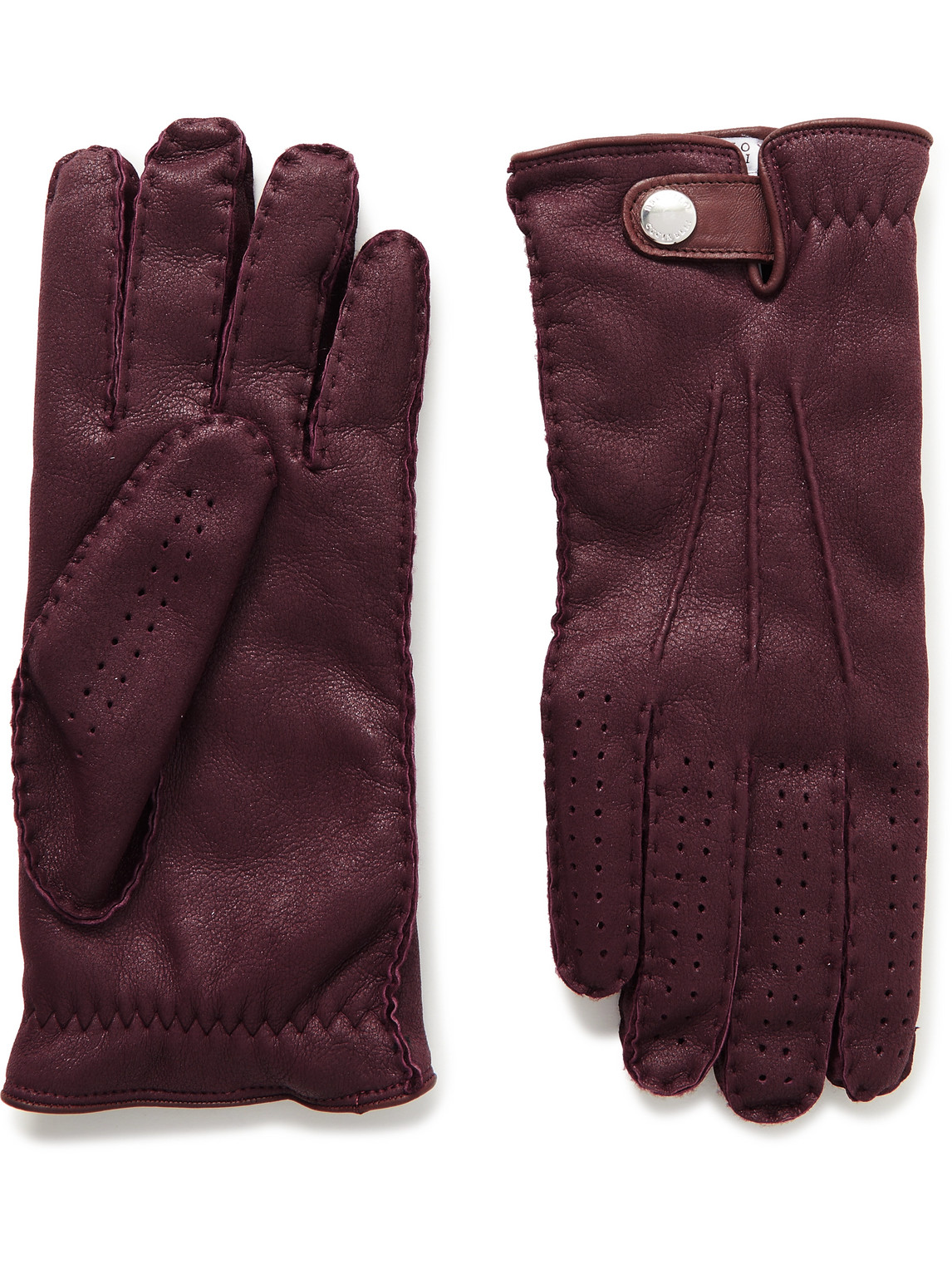 Brunello Cucinelli Shearling Gloves In Burgundy