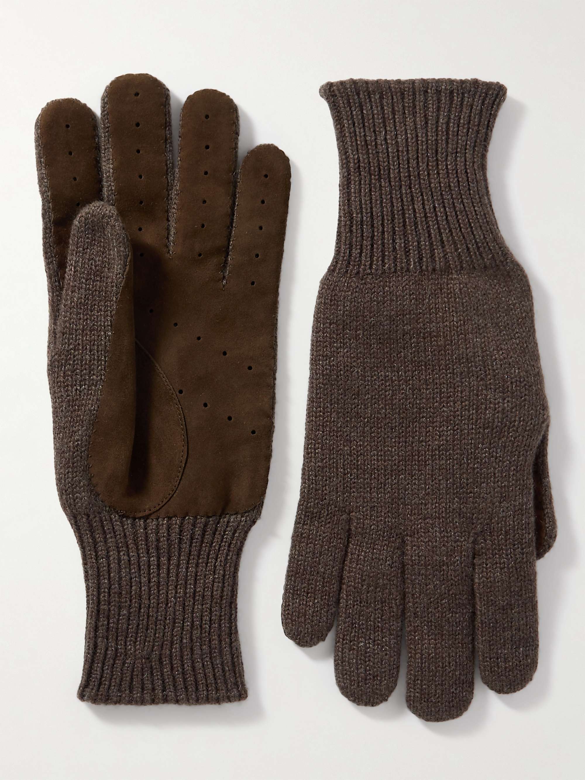 BRUNELLO CUCINELLI Suede-Trimmed Cashmere Gloves for Men