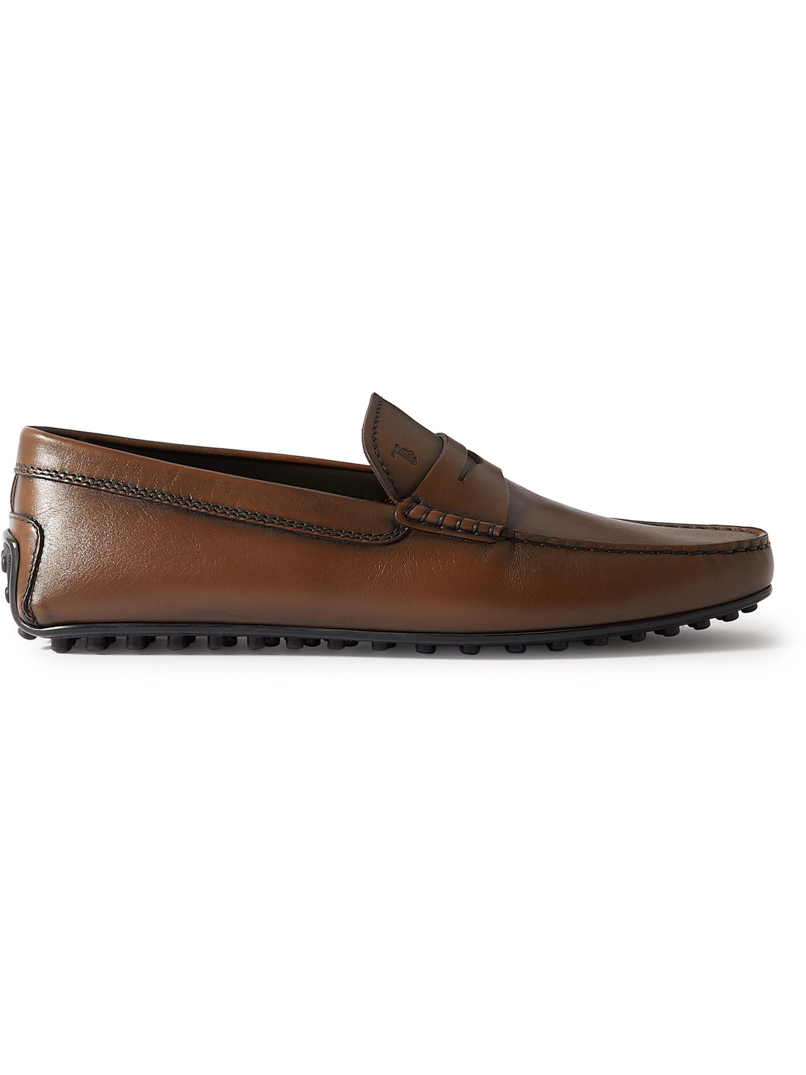 Tod's City Gommini Leather Drivers In Brown
