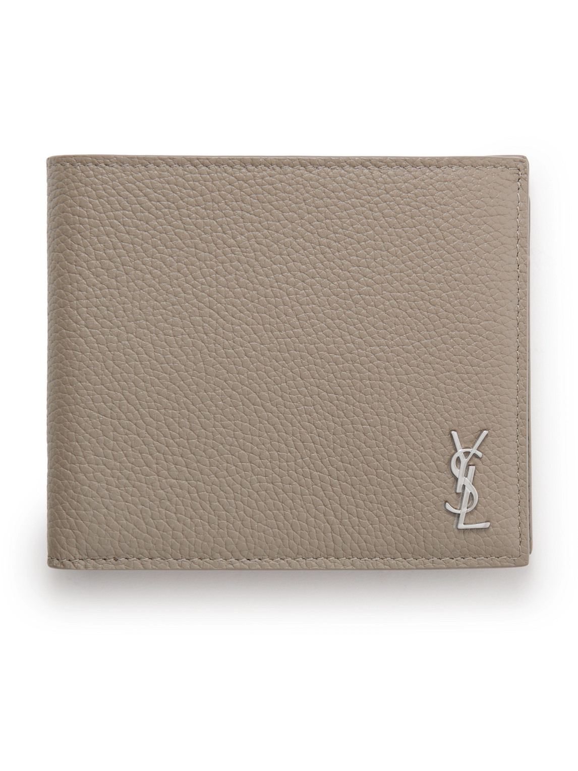 Saint Laurent Logo-appliquéd Full-grain Leather Billfold Wallet In Neutrals