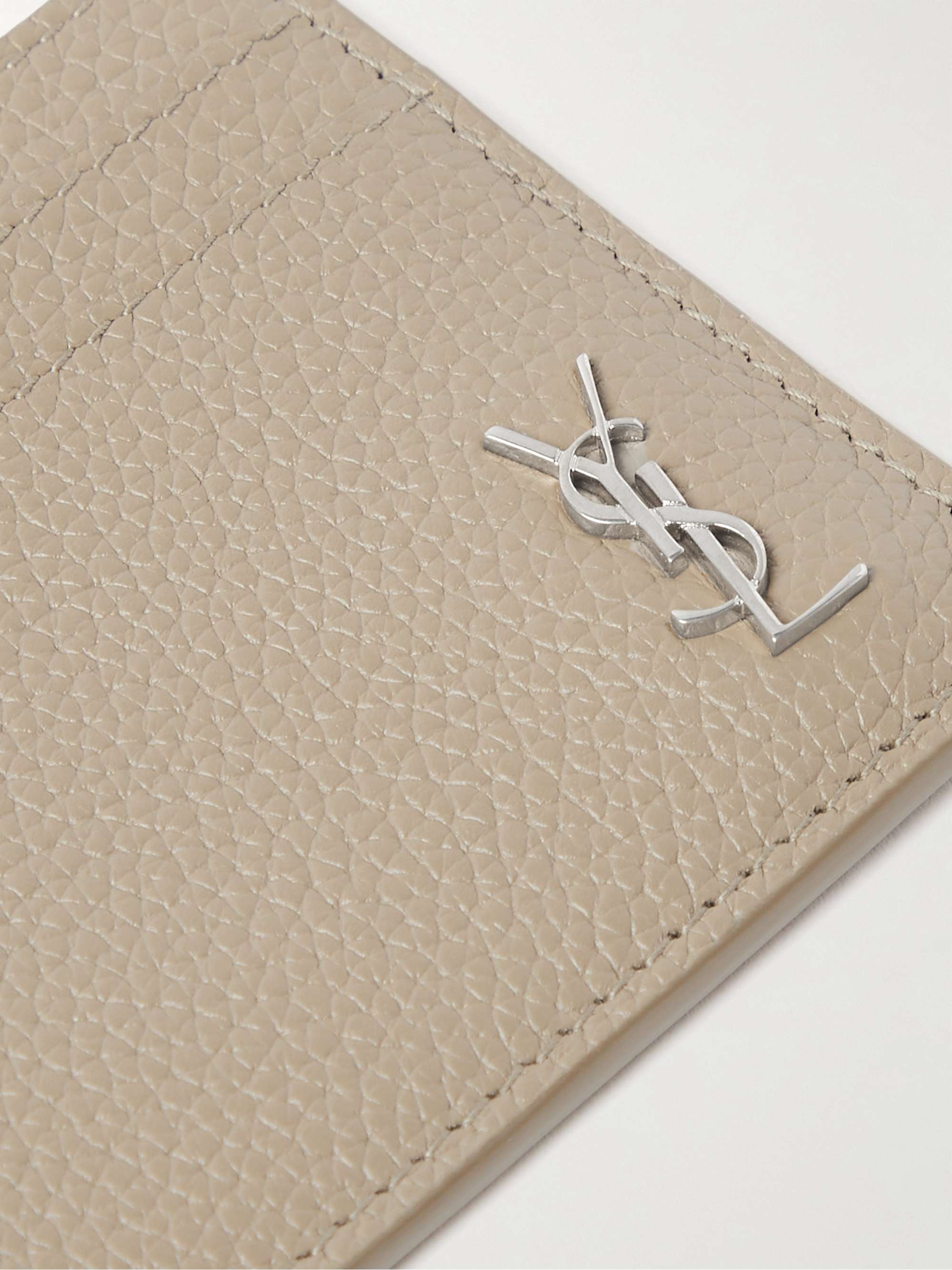 SAINT LAURENT Logo-Appliquéd Pebble-Grain Leather Cardholder for Men