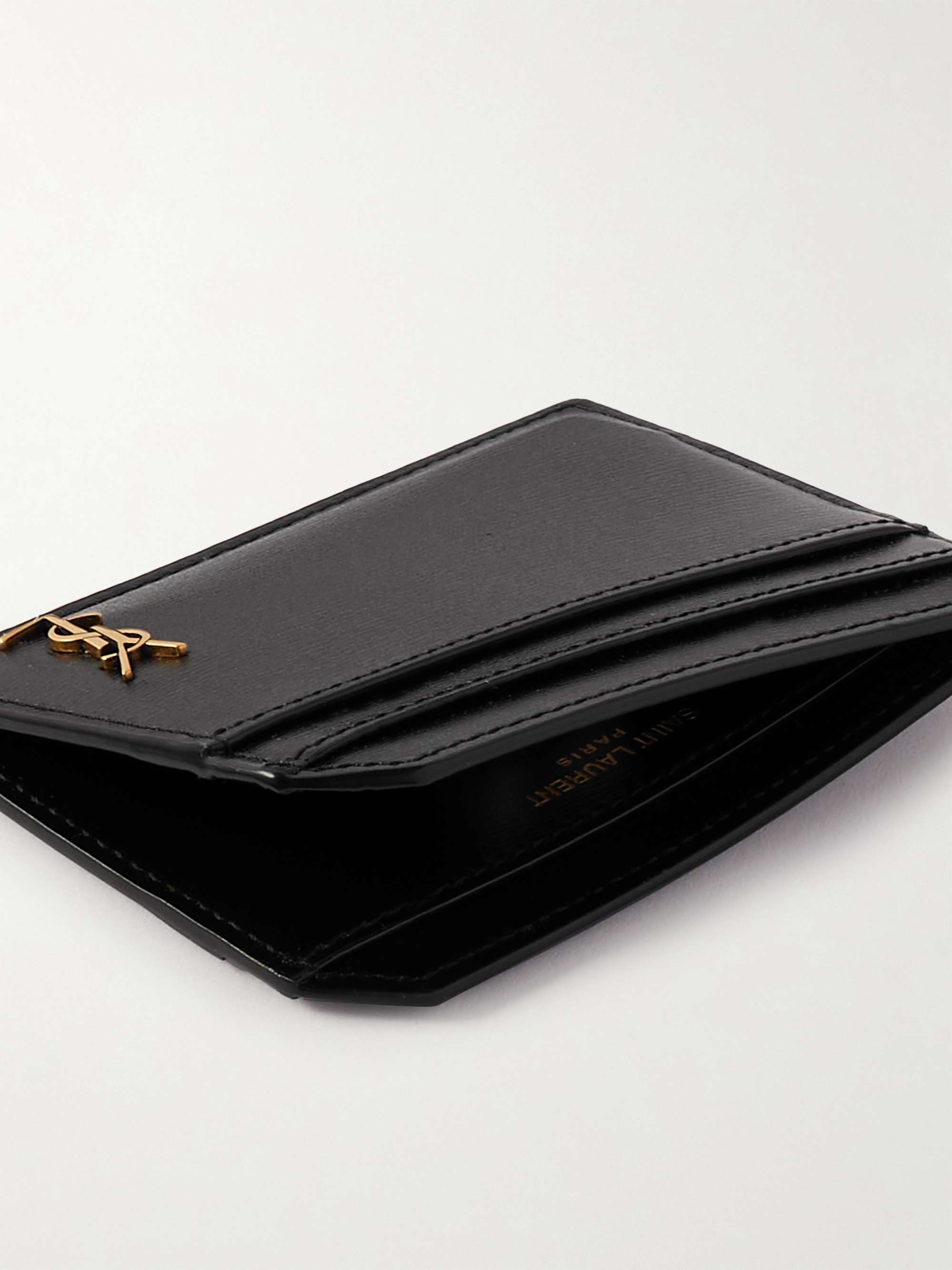 Tiny Cassandre Logo Appliqued Leather Cardholder