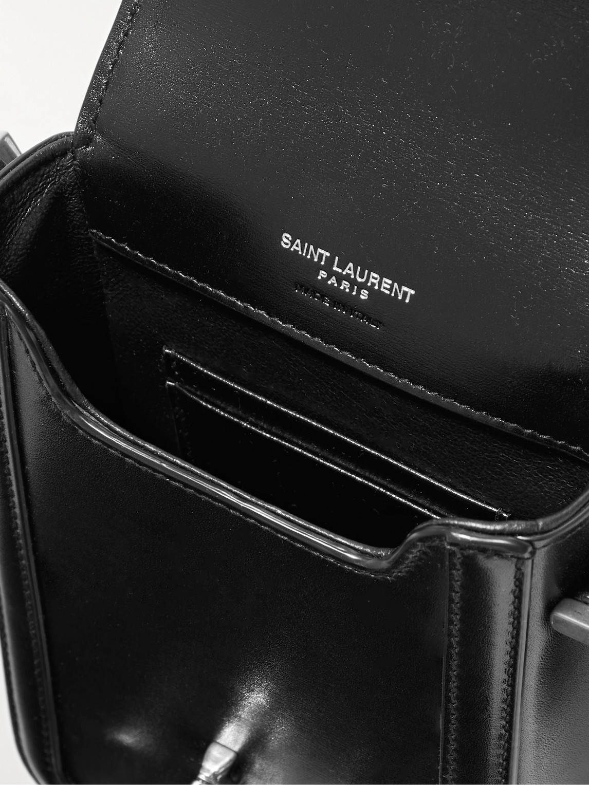 Shop Saint Laurent Solferino Mini Logo-embellished Leather Messenger Bag In Black