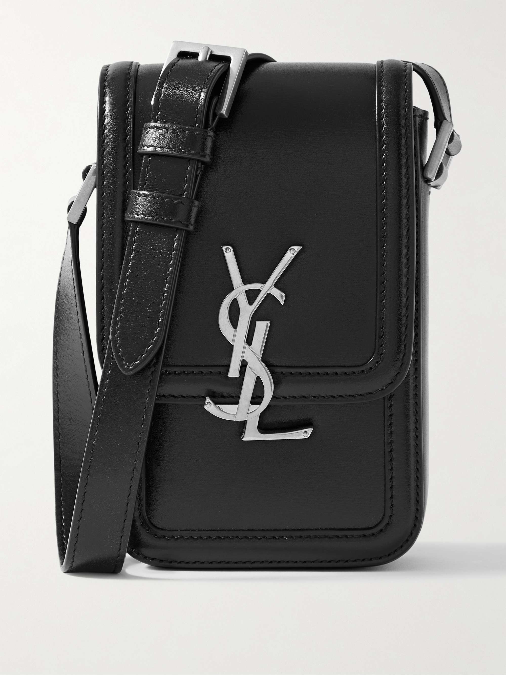 Saint Laurent Men's Solferino Leather Monogram Crossbody Bag, M