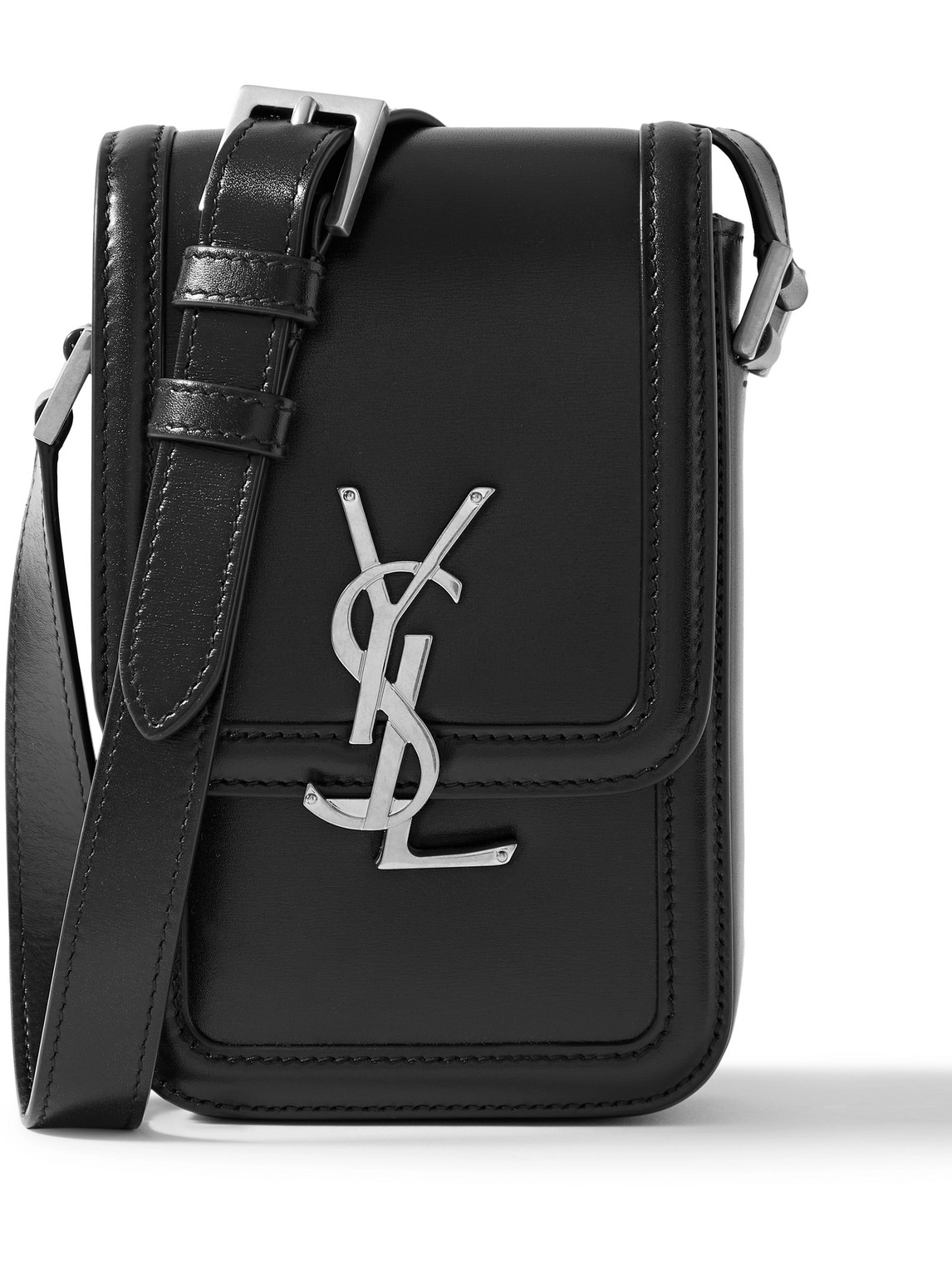Saint Laurent Solferino Mini Logo-embellished Leather Messenger Bag In Black