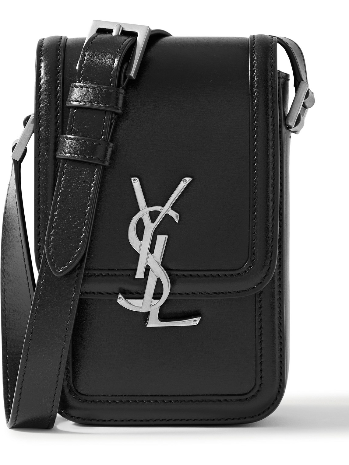 Saint Laurent Solferino Mini Logo-embellished Leather Messenger Bag In Black