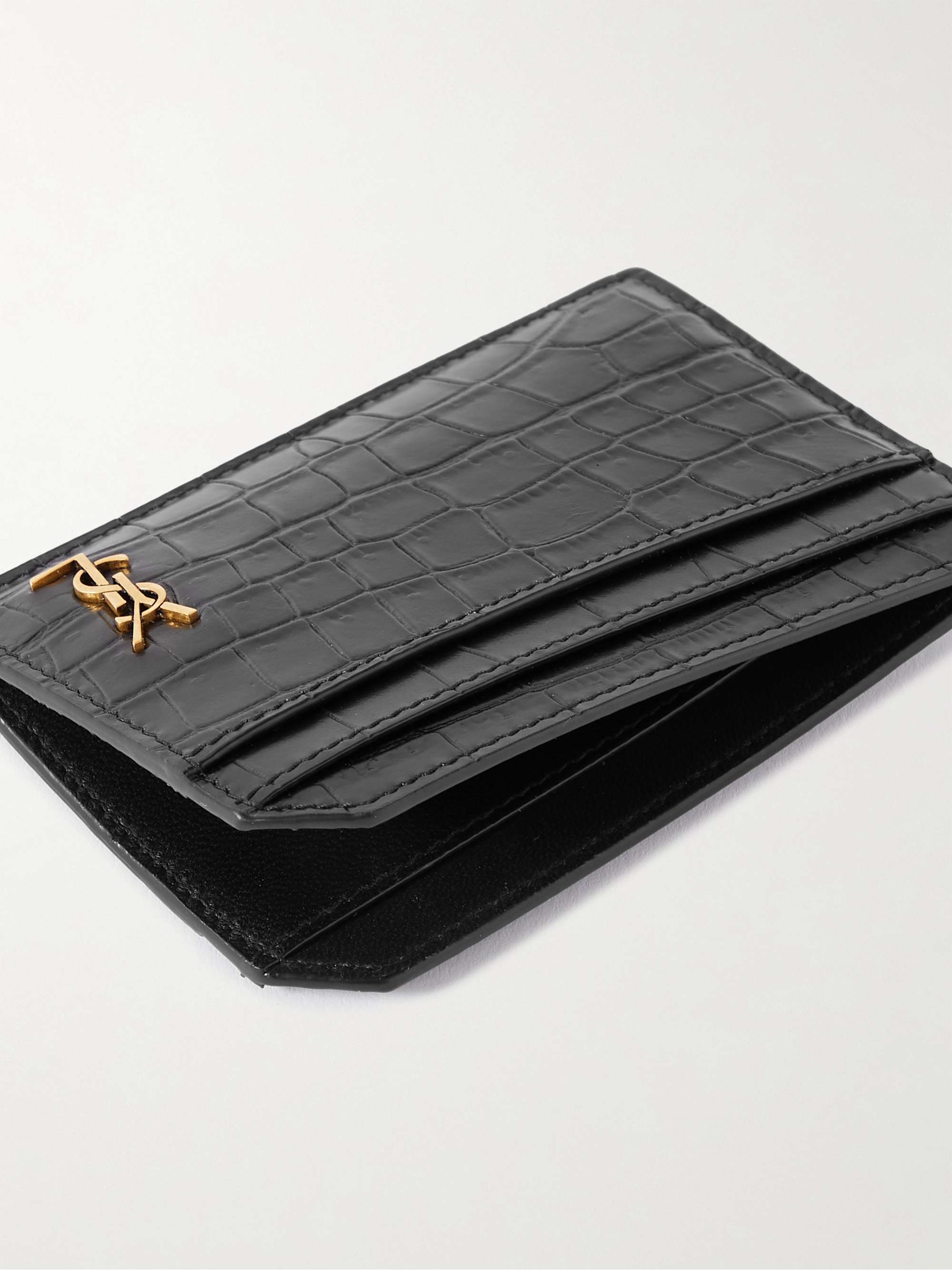 Saint Laurent Men's Tiny Cassandre Logo-Appliquéd Cardholder