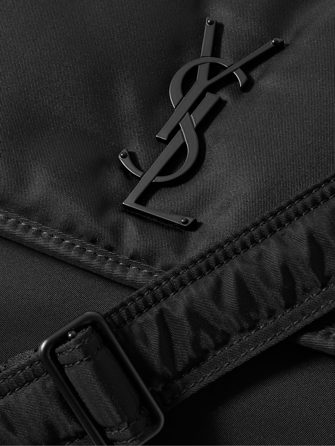 Shop Saint Laurent Niki Leather-trimmed Nylon Messenger Bag In Black
