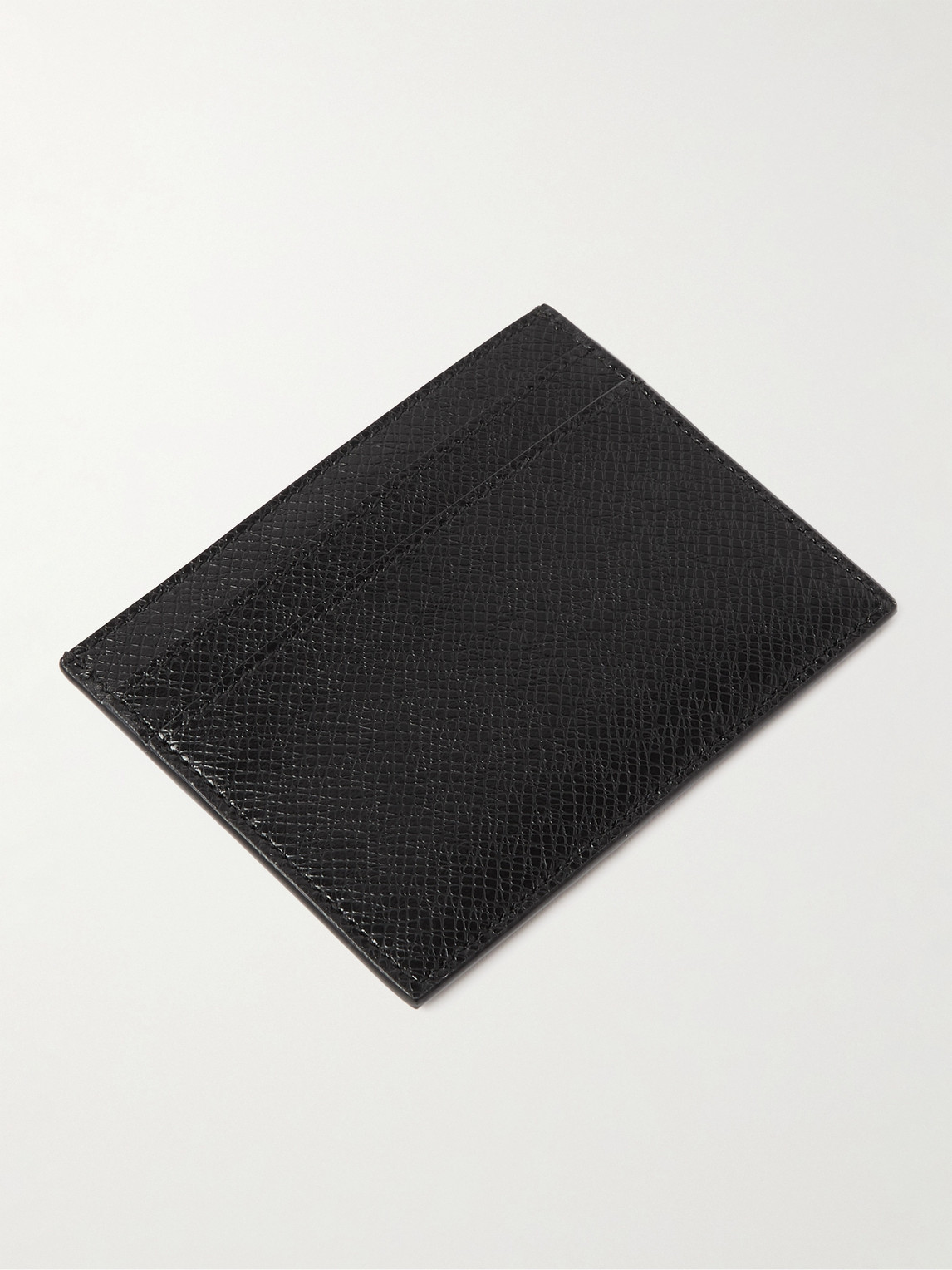 Shop Saint Laurent Logo-print Upcycled Cross-grain Leather Cardholder In Black