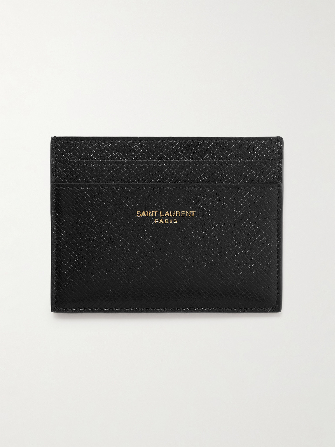 Saint Laurent Logo-Print Upcycled Cross-Grain Leather Cardholder - Men