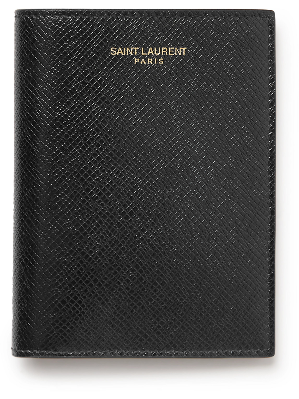 Saint Laurent Cross-grain Leather Bifold Wallet In Black