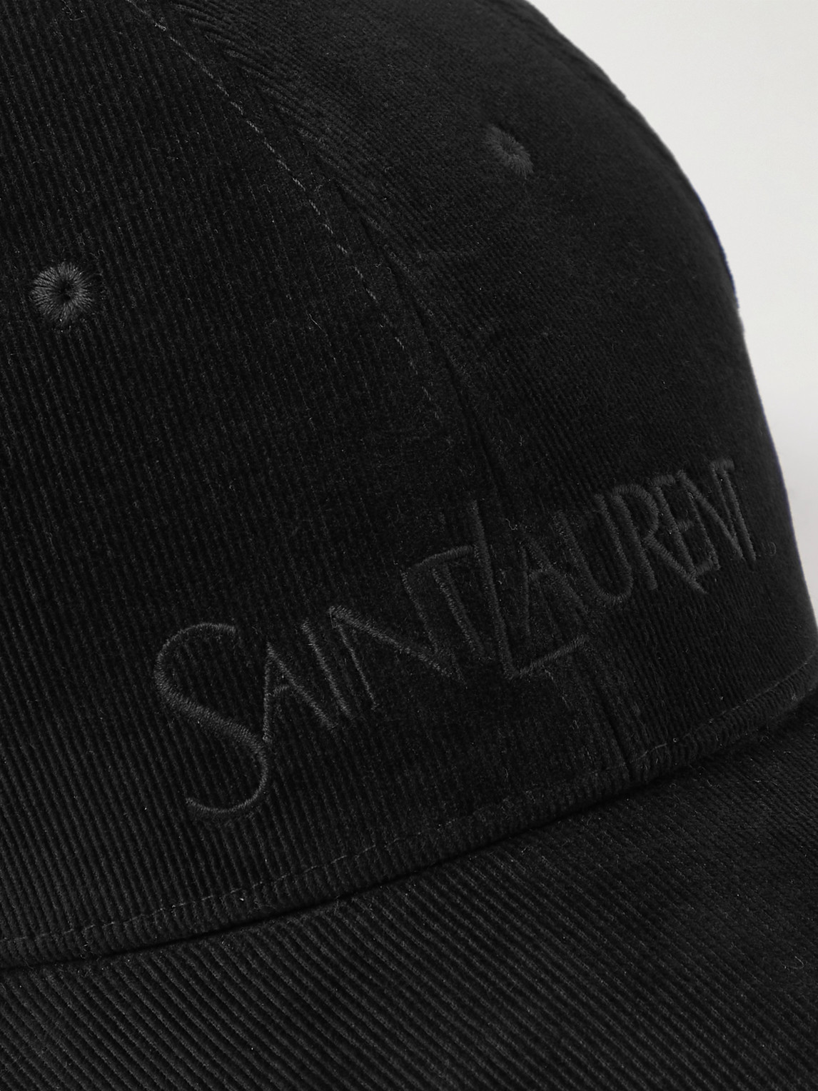 Shop Saint Laurent Logo-embroidered Cotton-cordurory Baseball Cap In Black