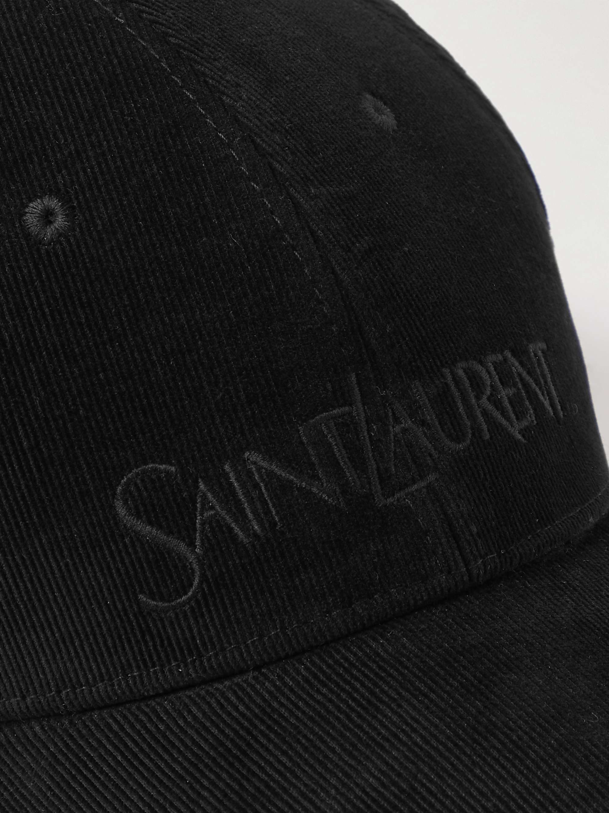 Saint Laurent Black Corduroy Cap for Men