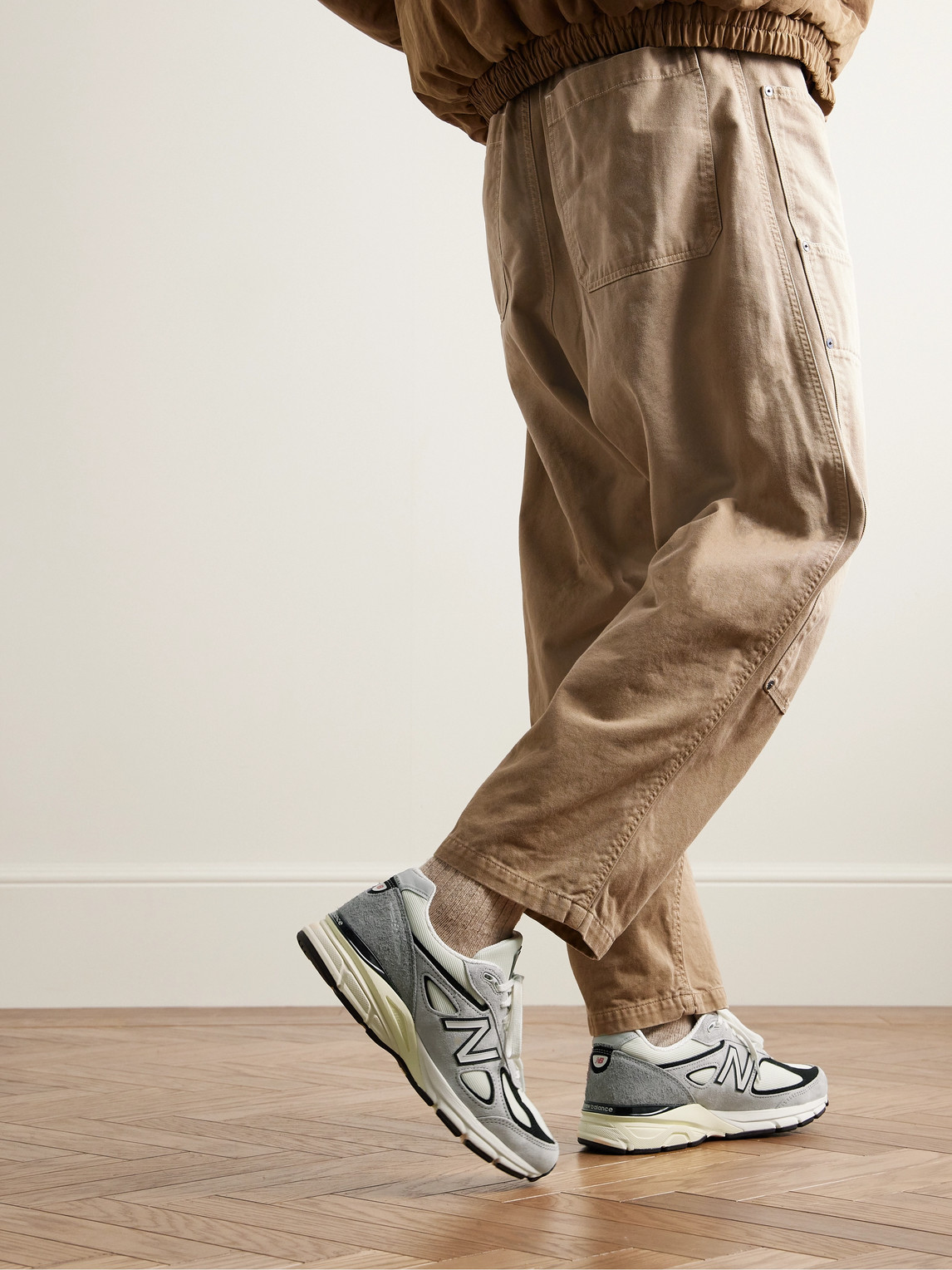 990v4 Leather-Trimmed Suede and Mesh Sneakers — 2