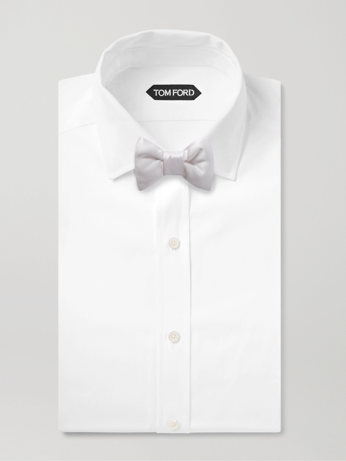 Shop Tom Ford Pre-tied Silk-satin Bow Tie In White