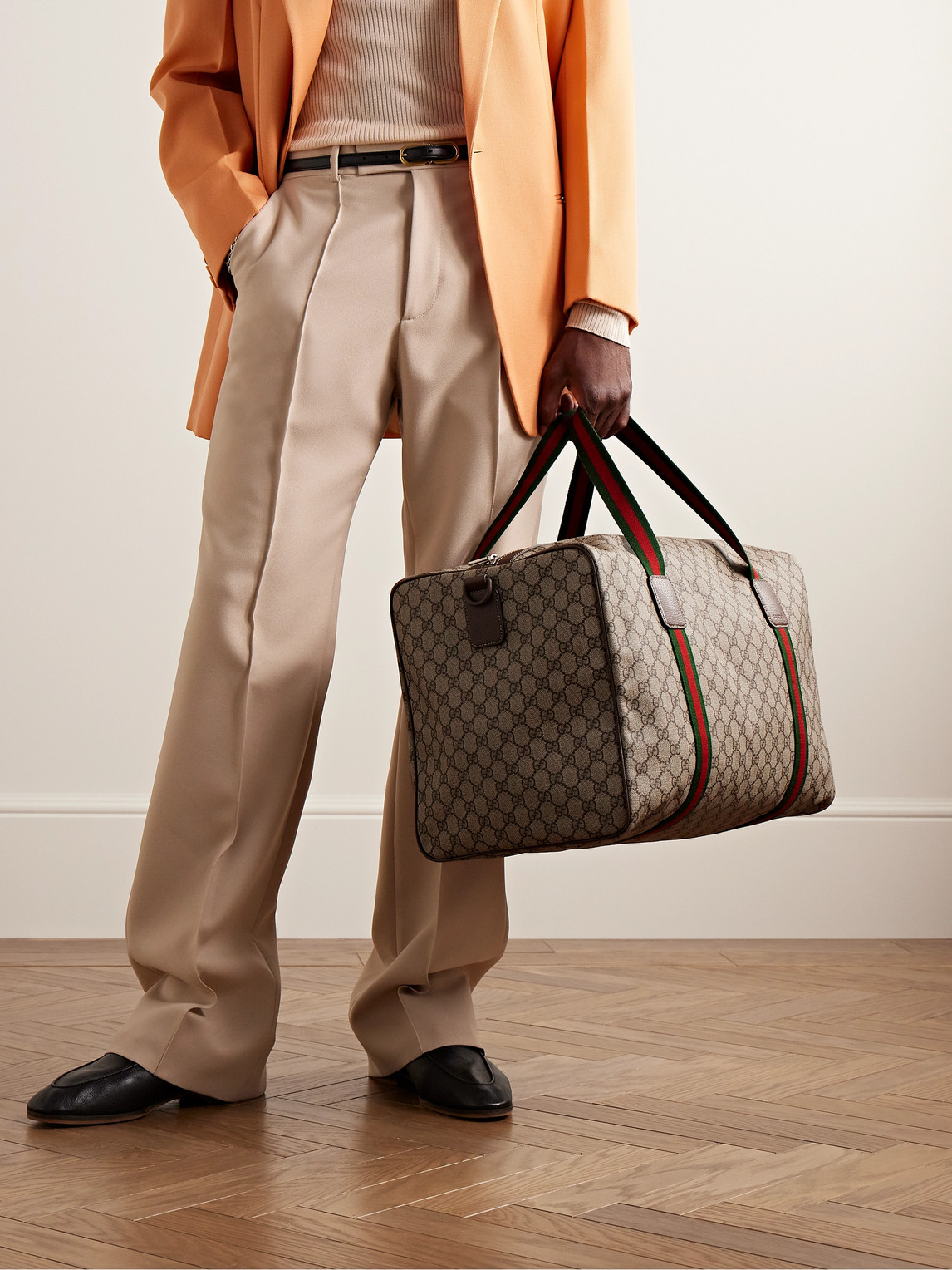 Leather- and Webbing-Trimmed Monogrammed Supreme Coated-Canvas Holdall — 2
