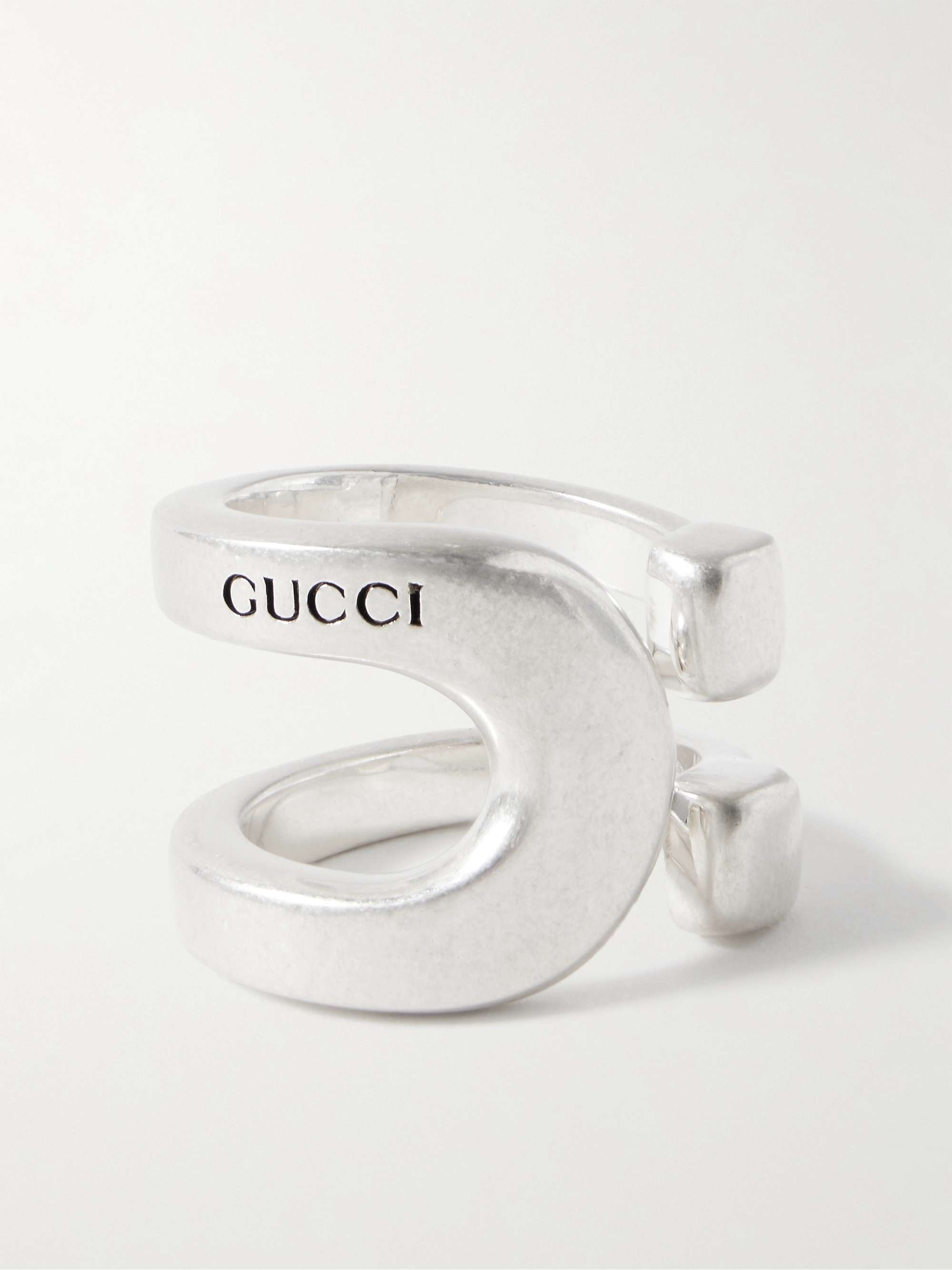 GUCCI Engraved Silver Ring for Men