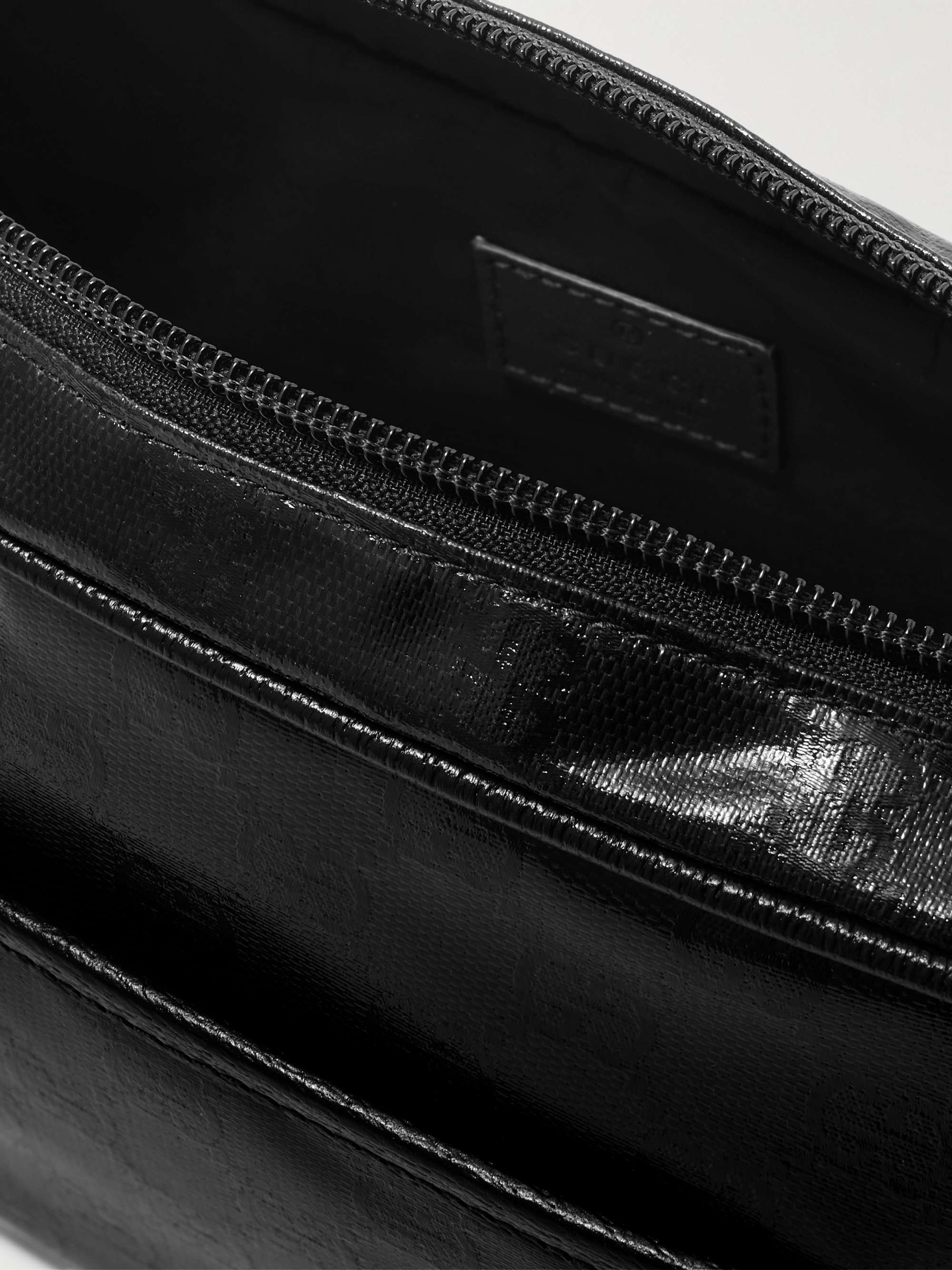 GUCCI Leather-Trimmed Monogrammed Coated-Canvas Messenger Bag for Men ...