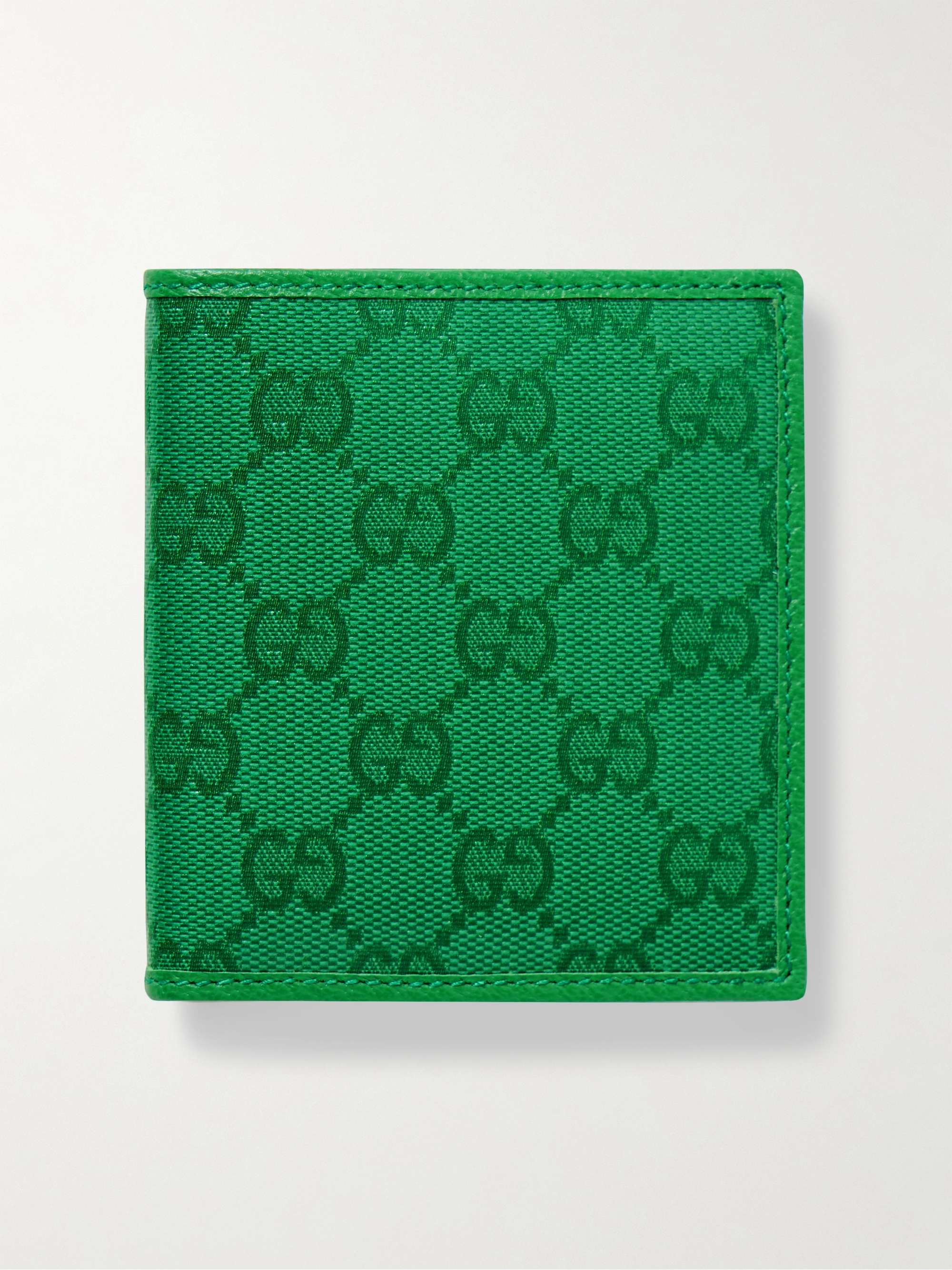 GUCCI Leather-Trimmed Monogrammed Crystal Canvas Billfold Wallet