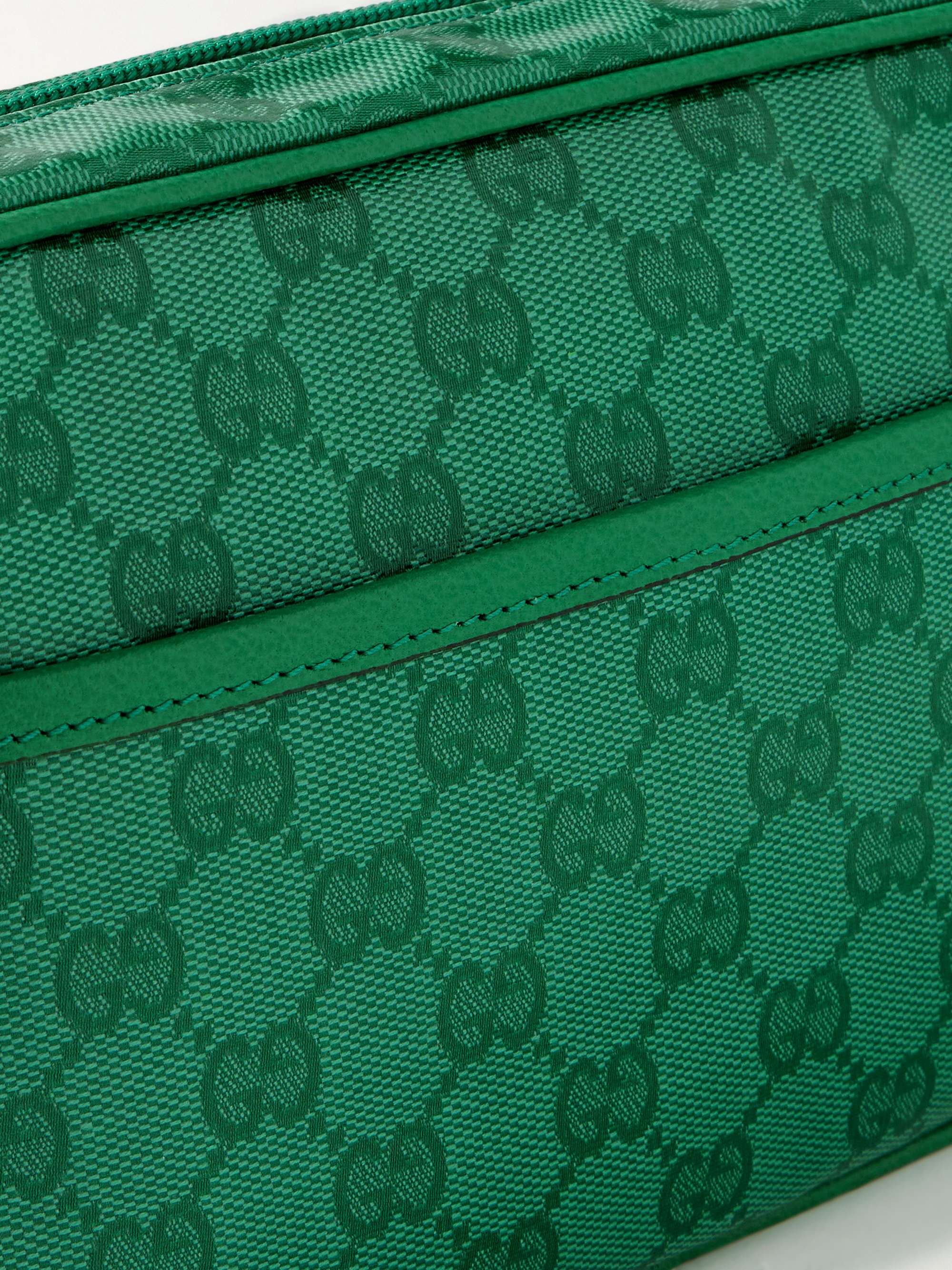 GUCCI LeatherTrimmed Monogrammed CoatedCanvas Messenger Bag for Men