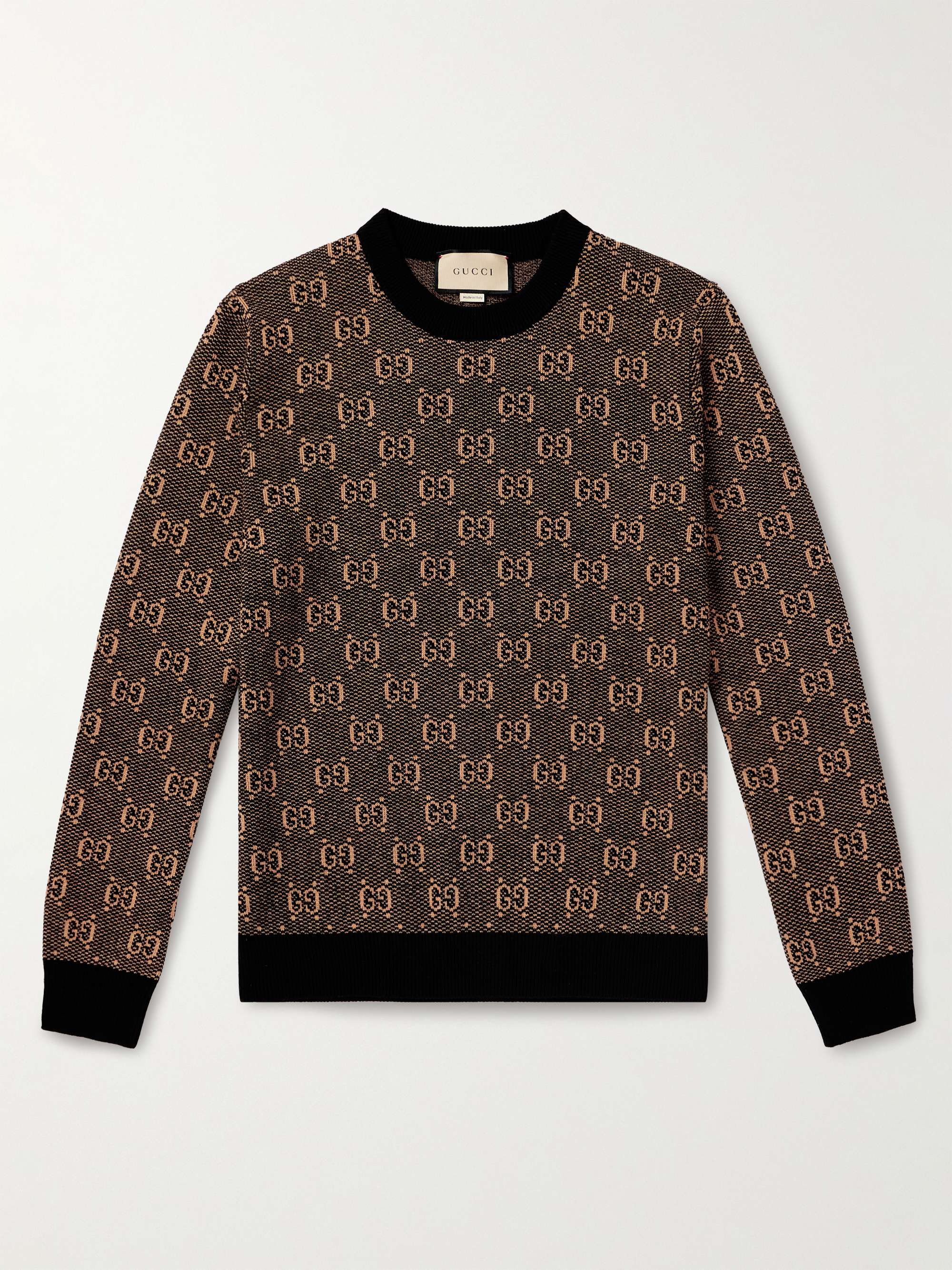 GUCCI Logo-Jacquard Wool Sweater for Men | MR PORTER