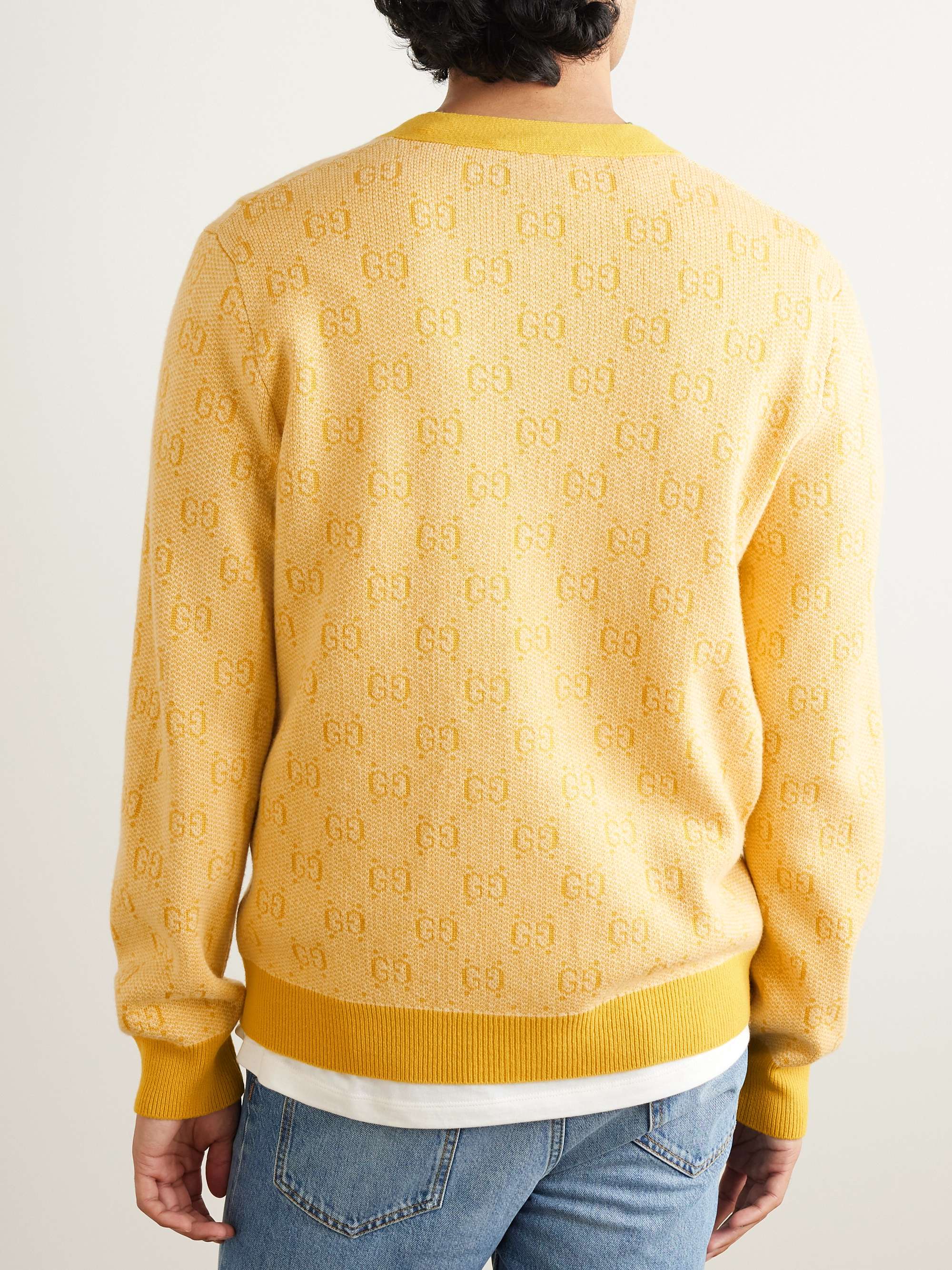 GUCCI Slim-Fit Monogrammed Wool-Jacquard Cardigan