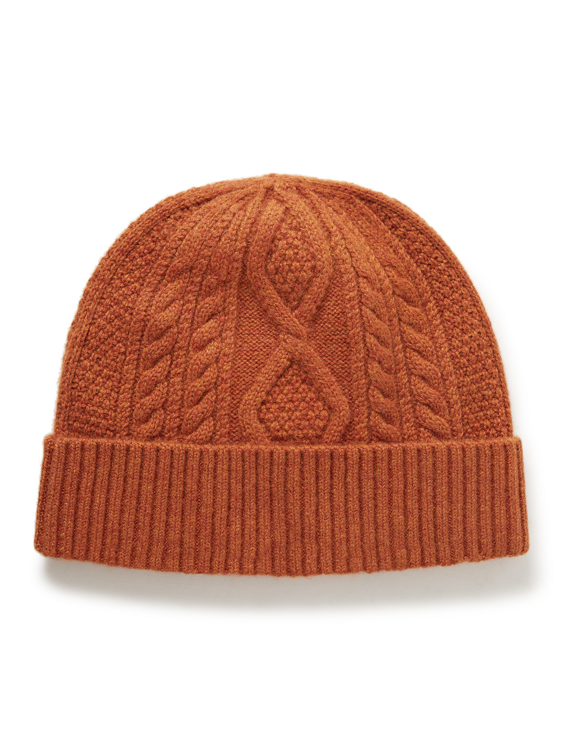 Rrl Cable-knit Recycled-cashmere Beanie In Orange