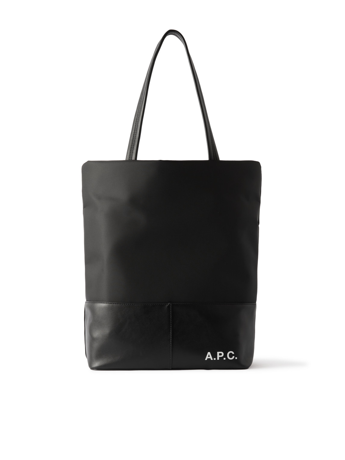 Apc Camden Logo-print Faux Leather-trimmed Shell Tote In Black