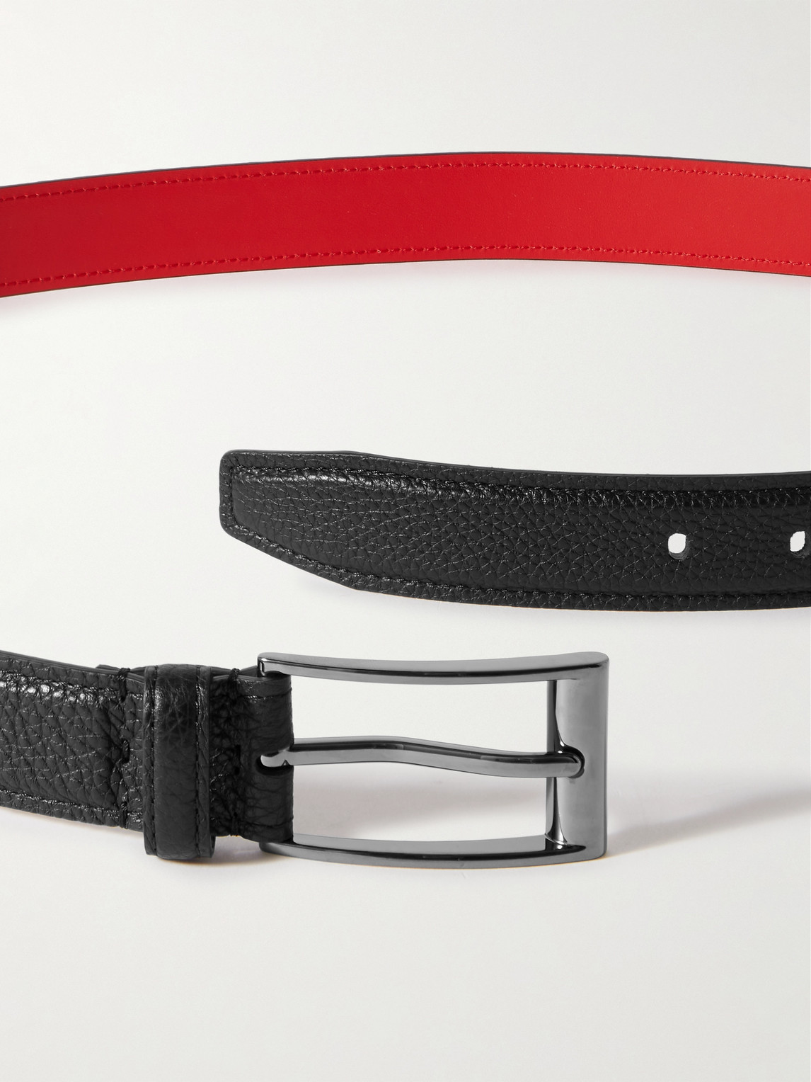 Shop Christian Louboutin 3cm Full-grain Leather Belt In Black