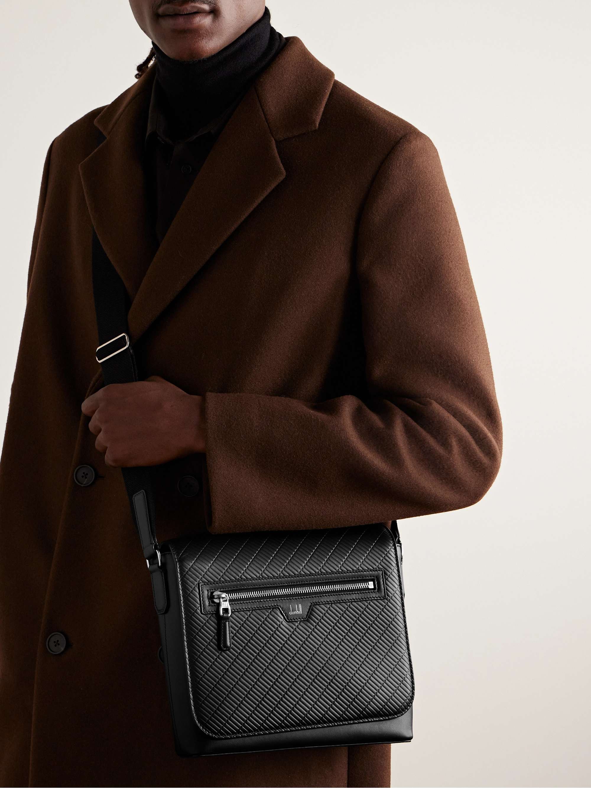 DUNHILL Contour Embossed Leather Messenger Bag for Men | MR PORTER