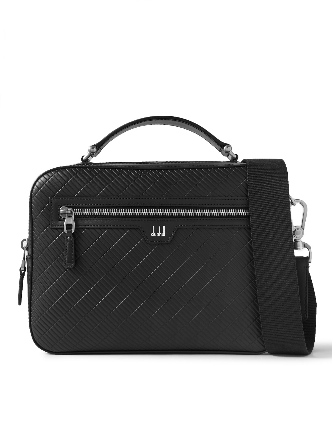 Dunhill Contour Quilted Leather Messenger Bag In Black