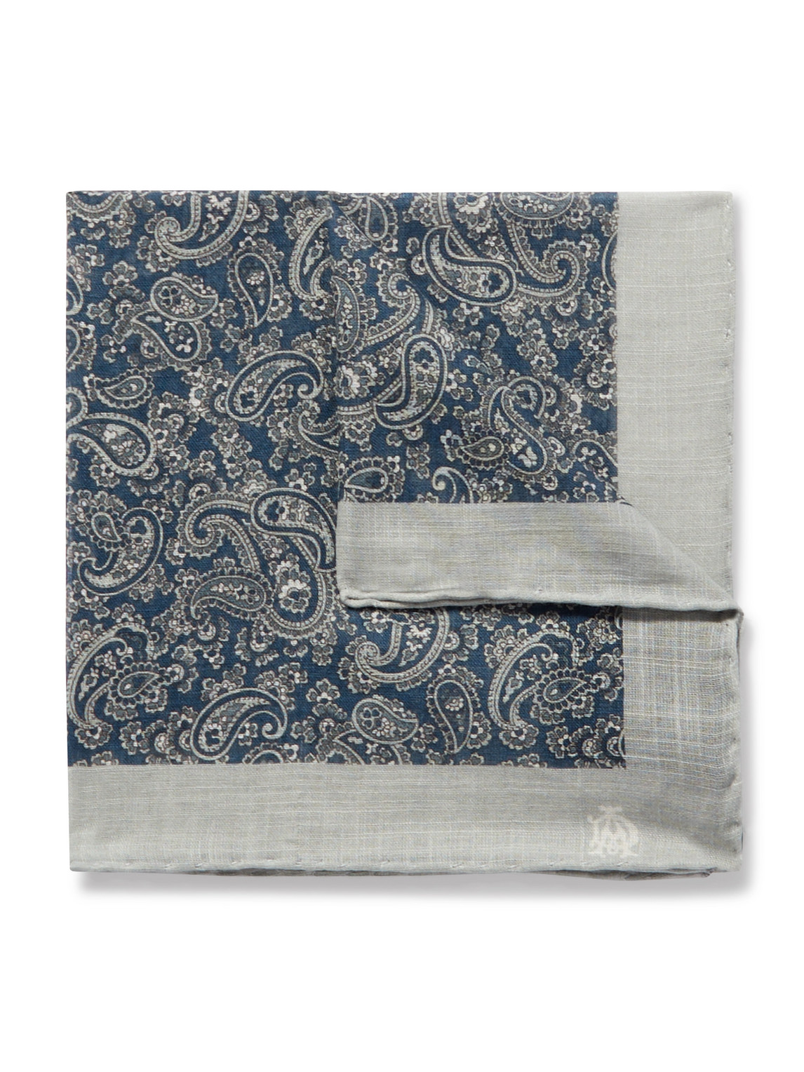 Dunhill Paisley-print Cotton Pocket Square In Blue