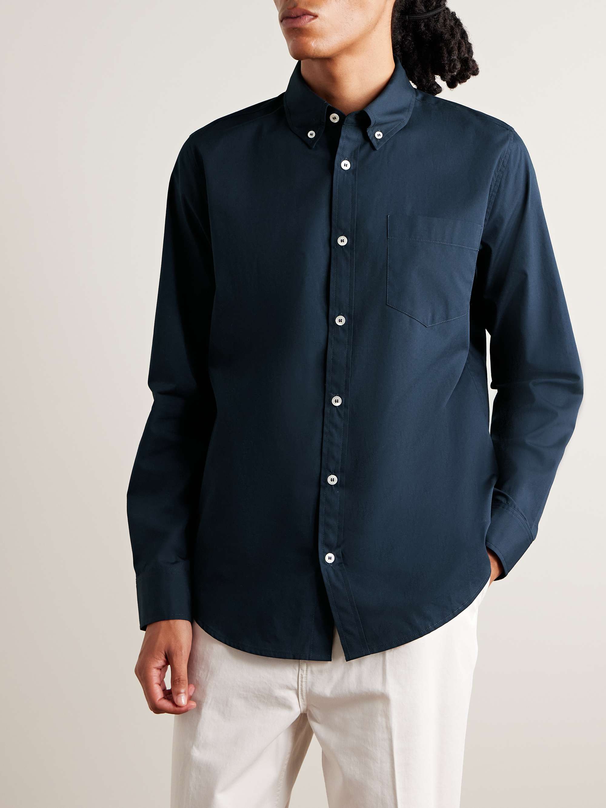 GHIAIA CASHMERE Button-Down Collar Cotton-Poplin Shirt for Men | MR PORTER