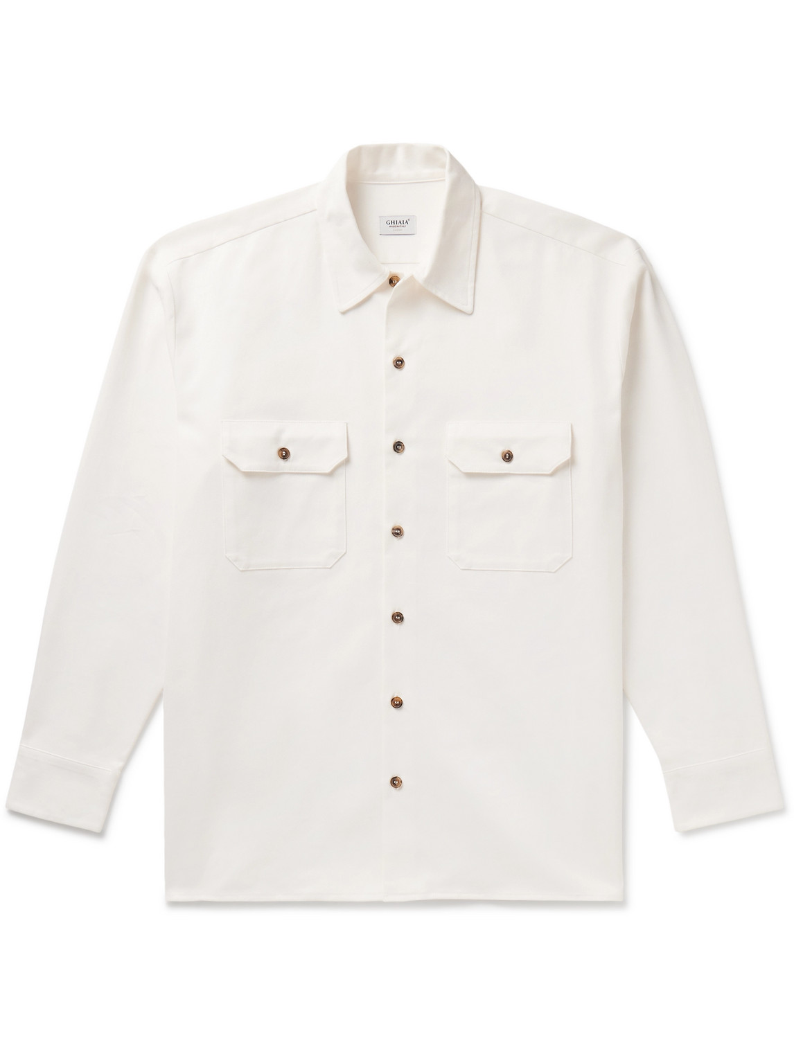 Ghiaia Cashmere Cotton Working Shirt In White