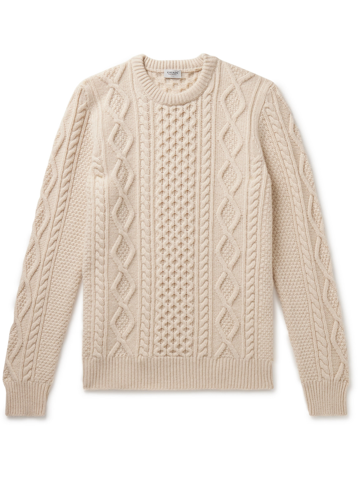 Ghiaia Cashmere Pescatore Cable-Knit Wool Sweater